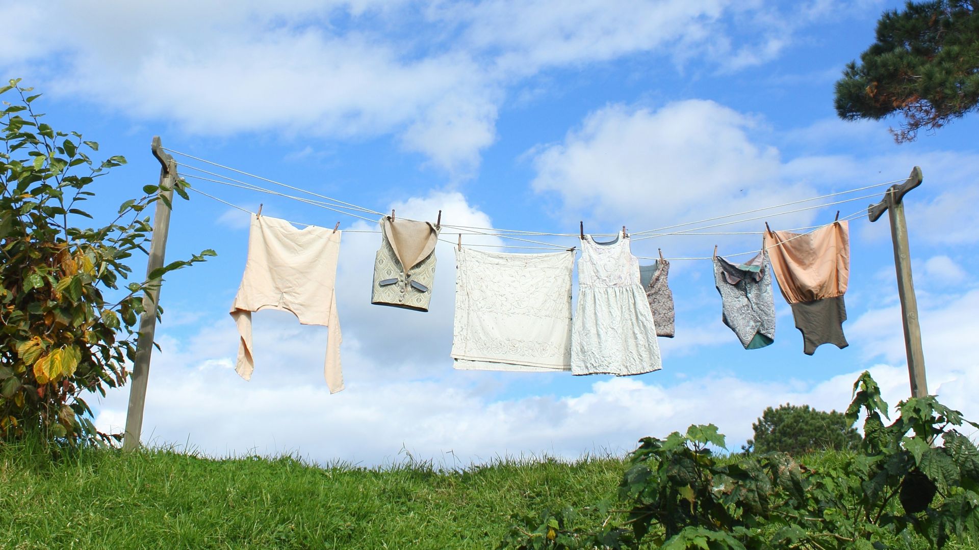 clothes hanging out to dry on a clothes line