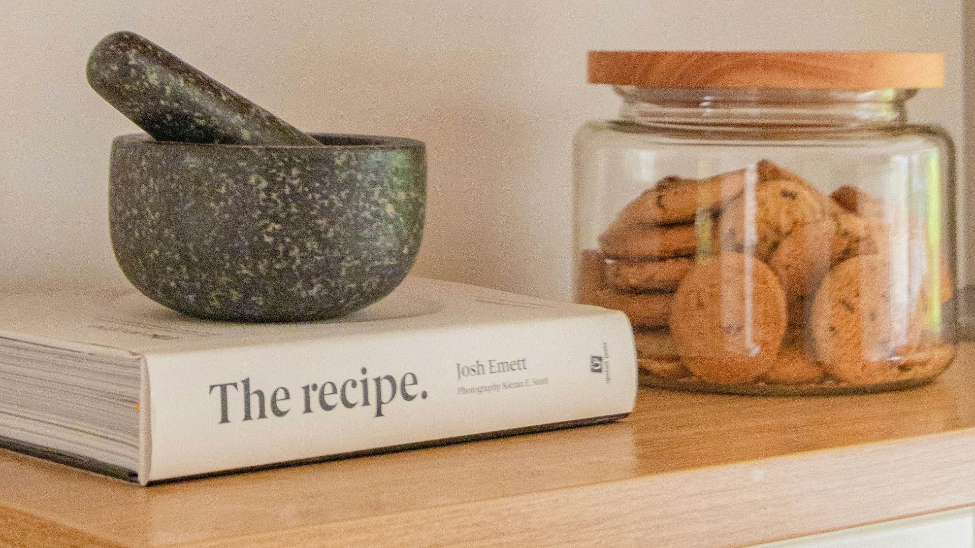 brown wooden shelf with assorted items