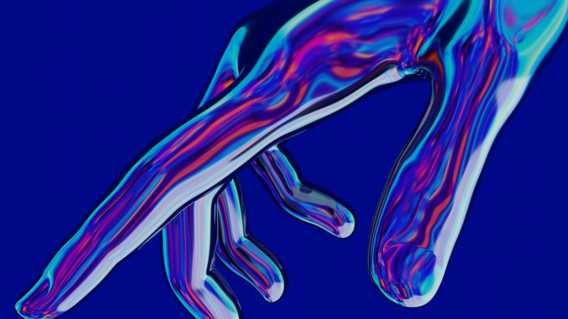 a blue and purple image of a person's hand