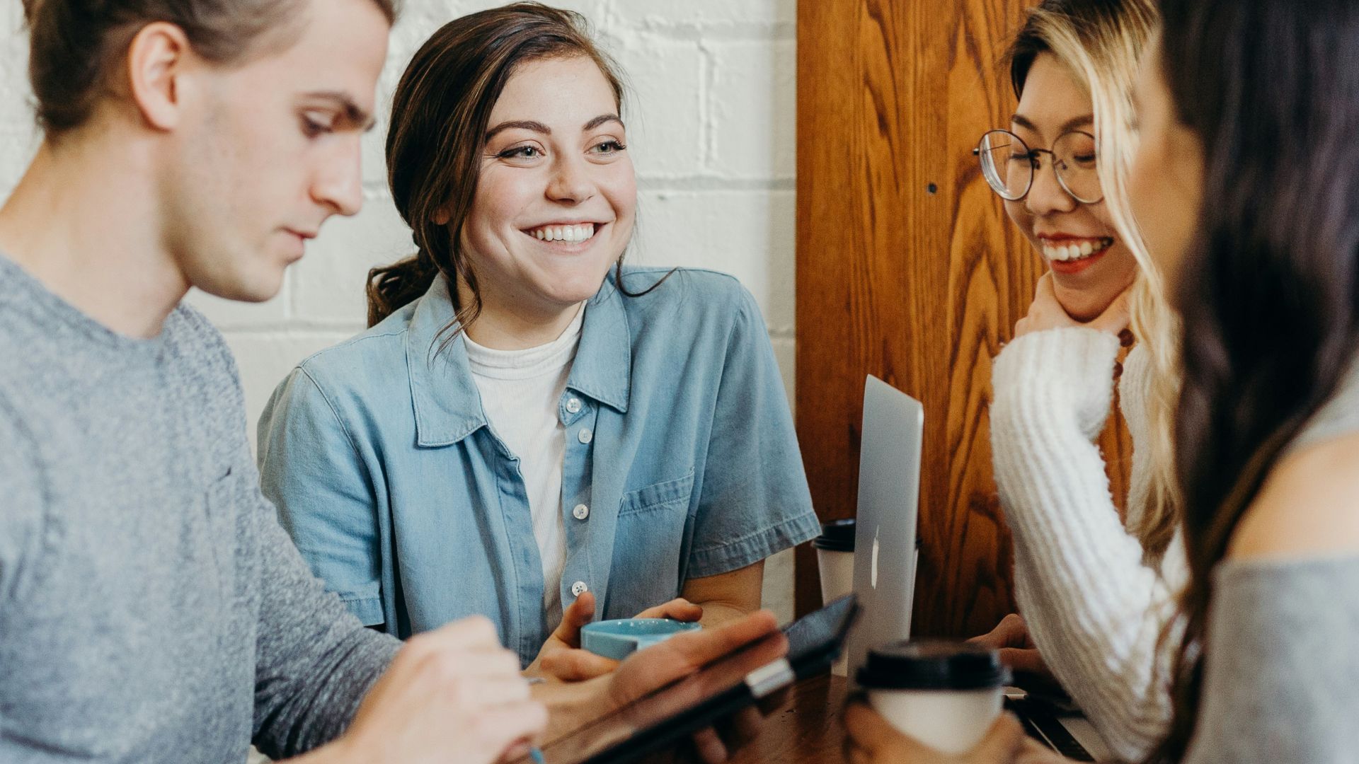 A group of friends at a coffee shop