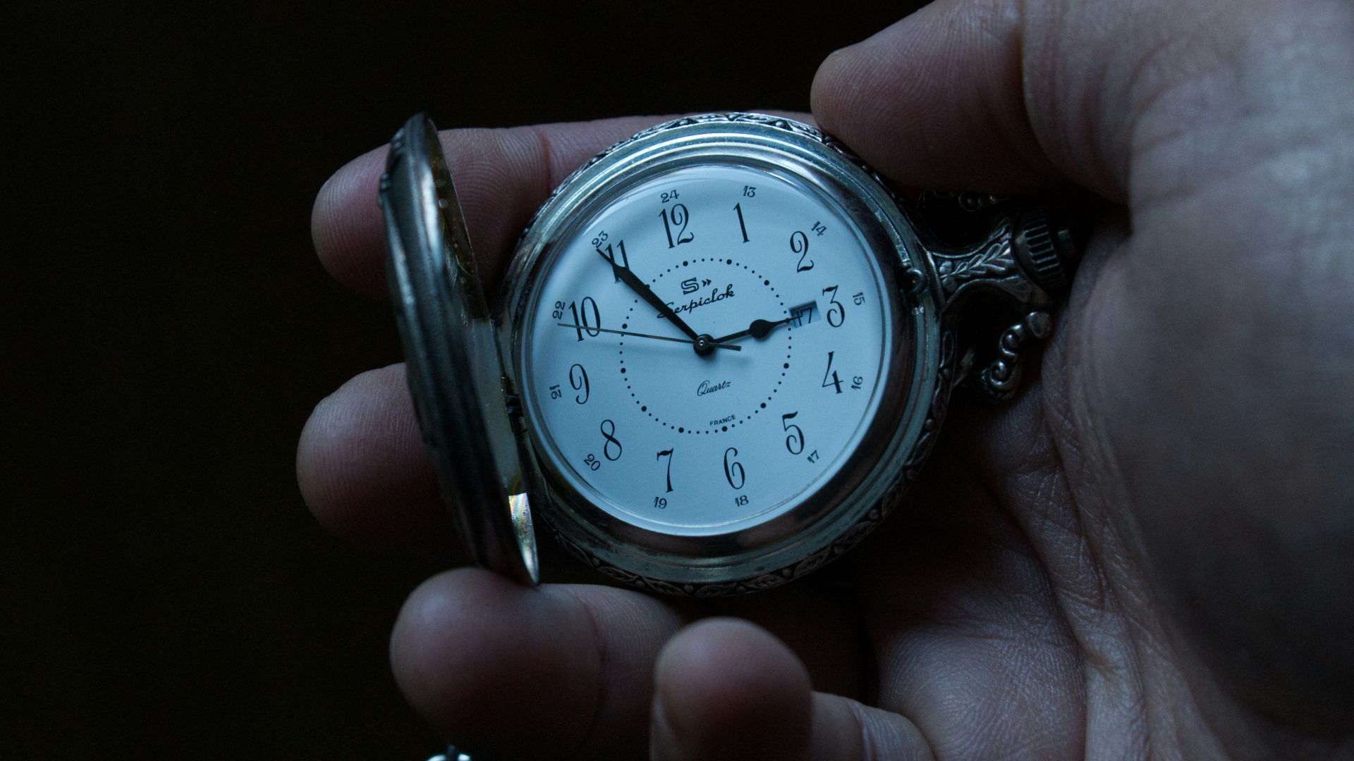 silver and white analog watch