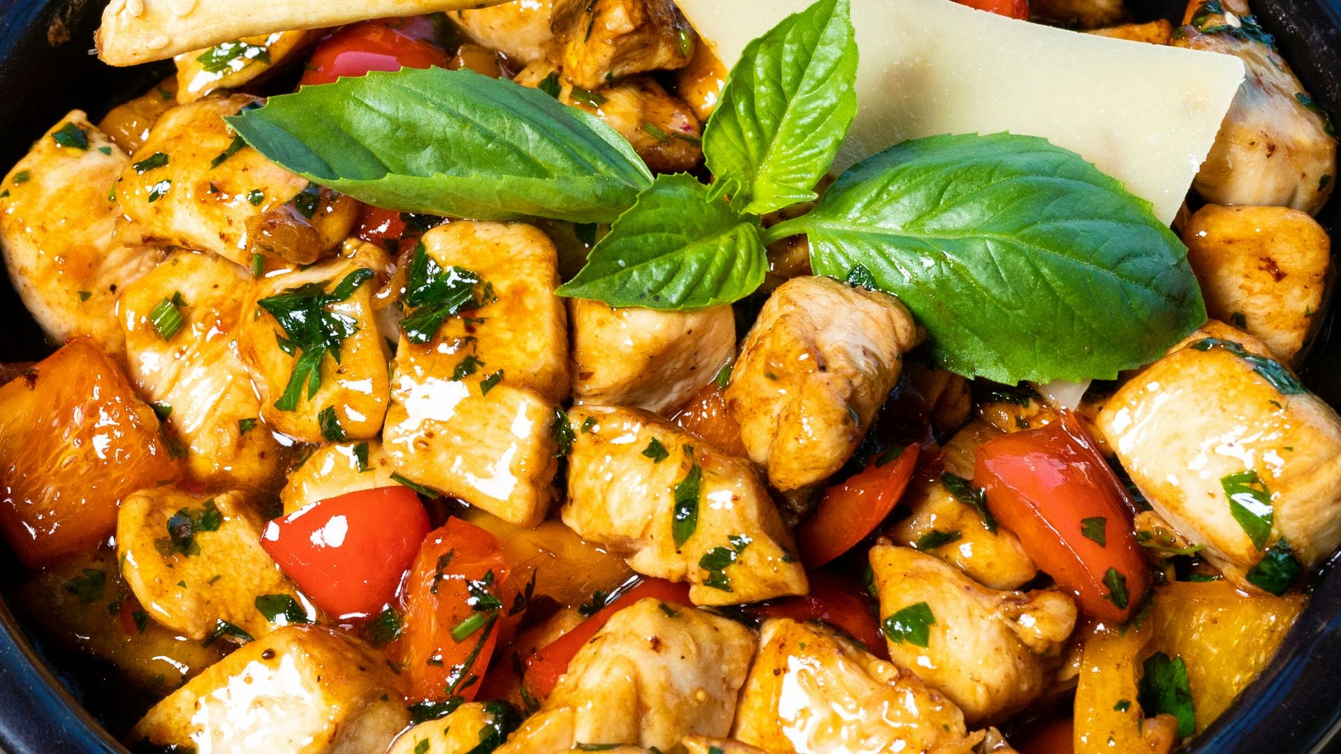 cooked food on black ceramic bowl