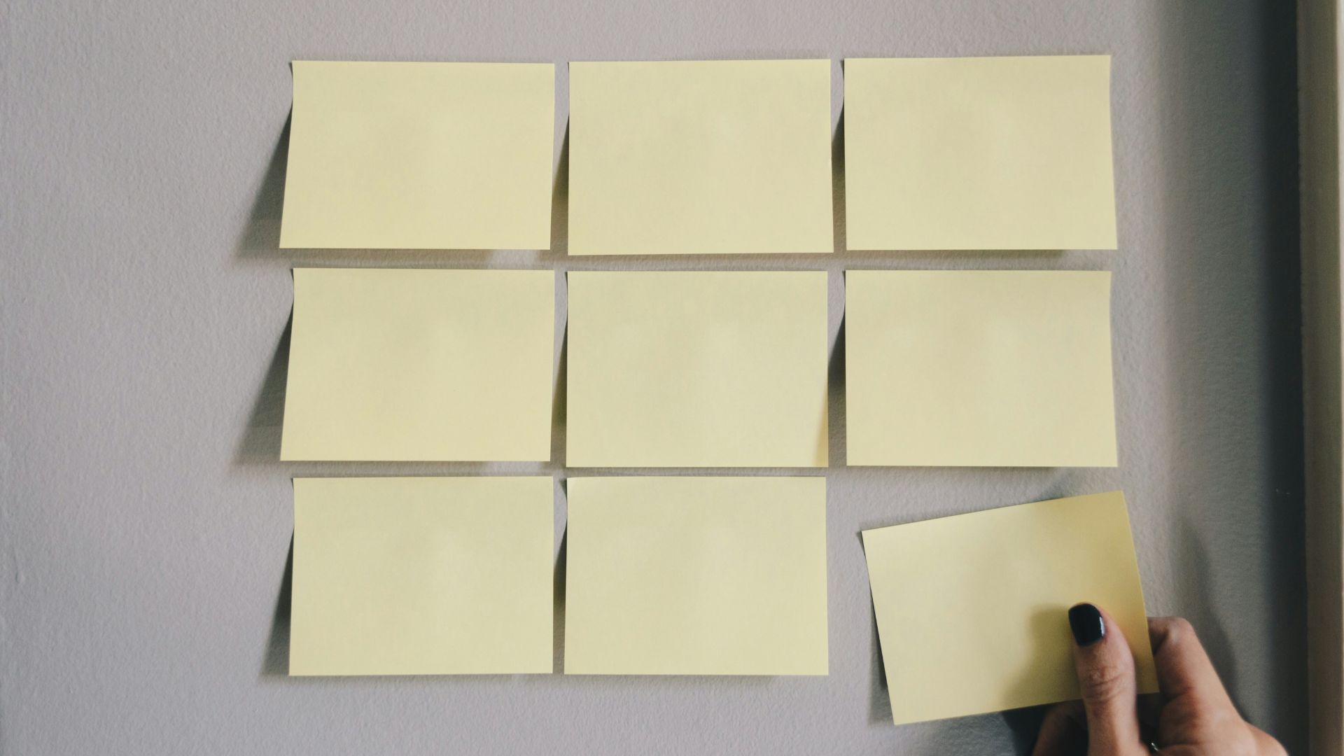 six white sticky notes