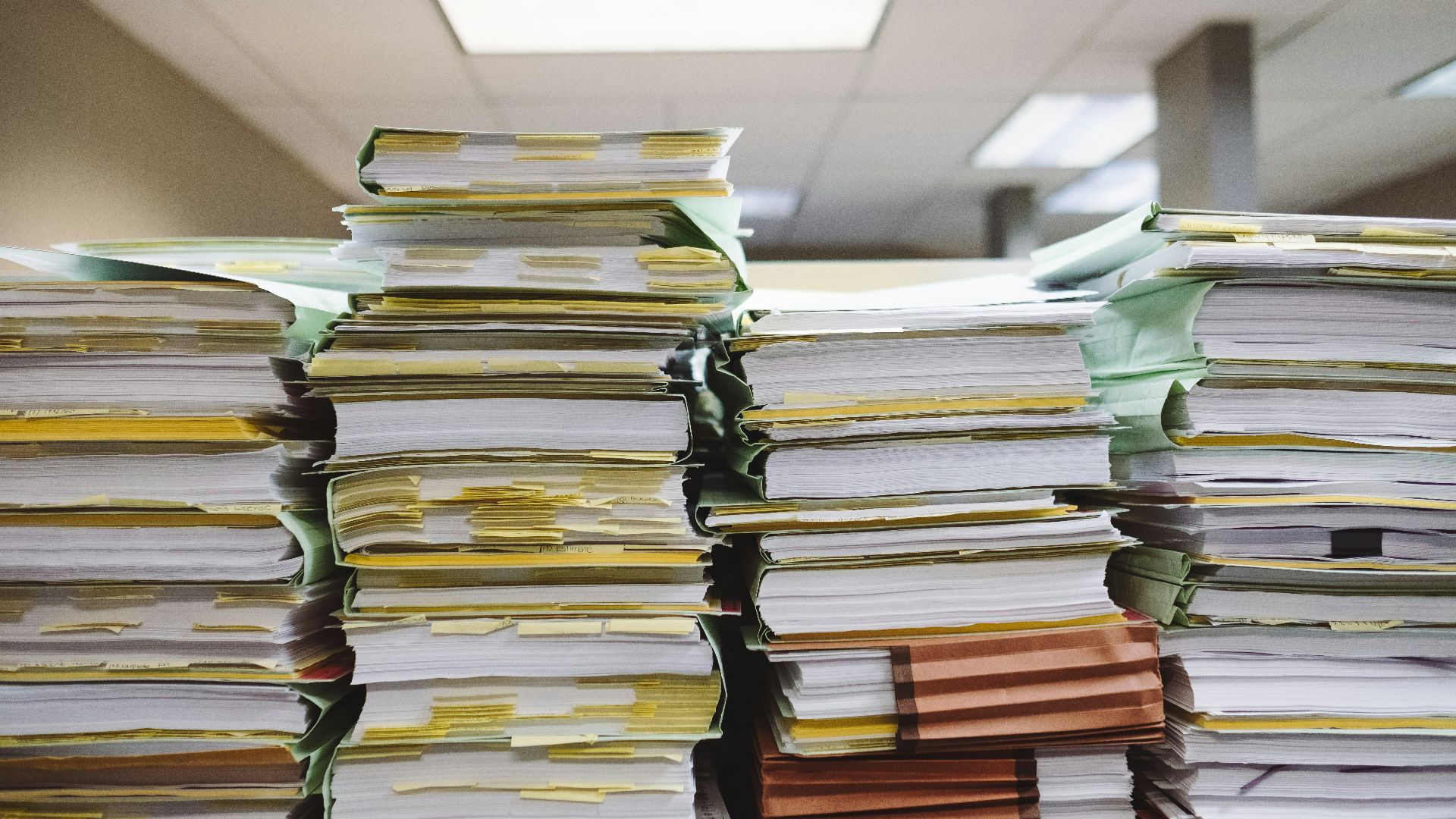 stack of books on table
