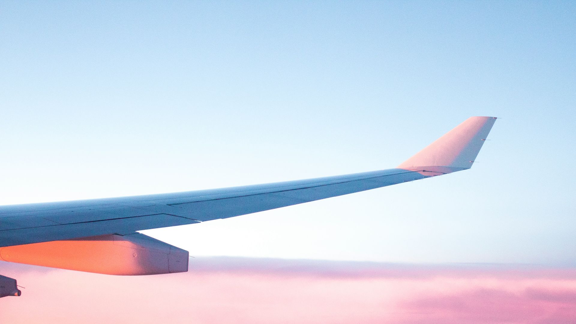 aerial view of airplane wing