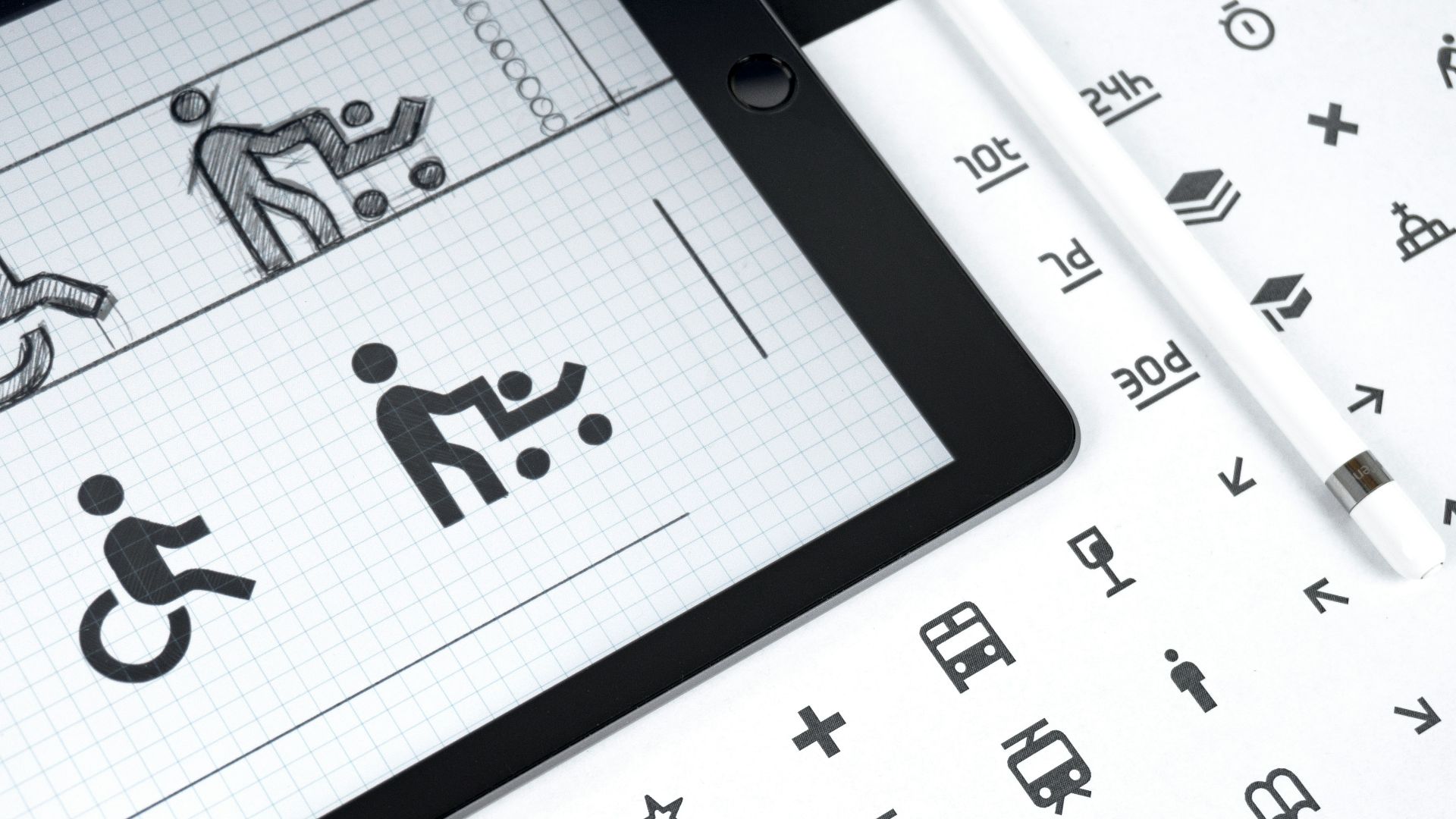 turned-on black iPad