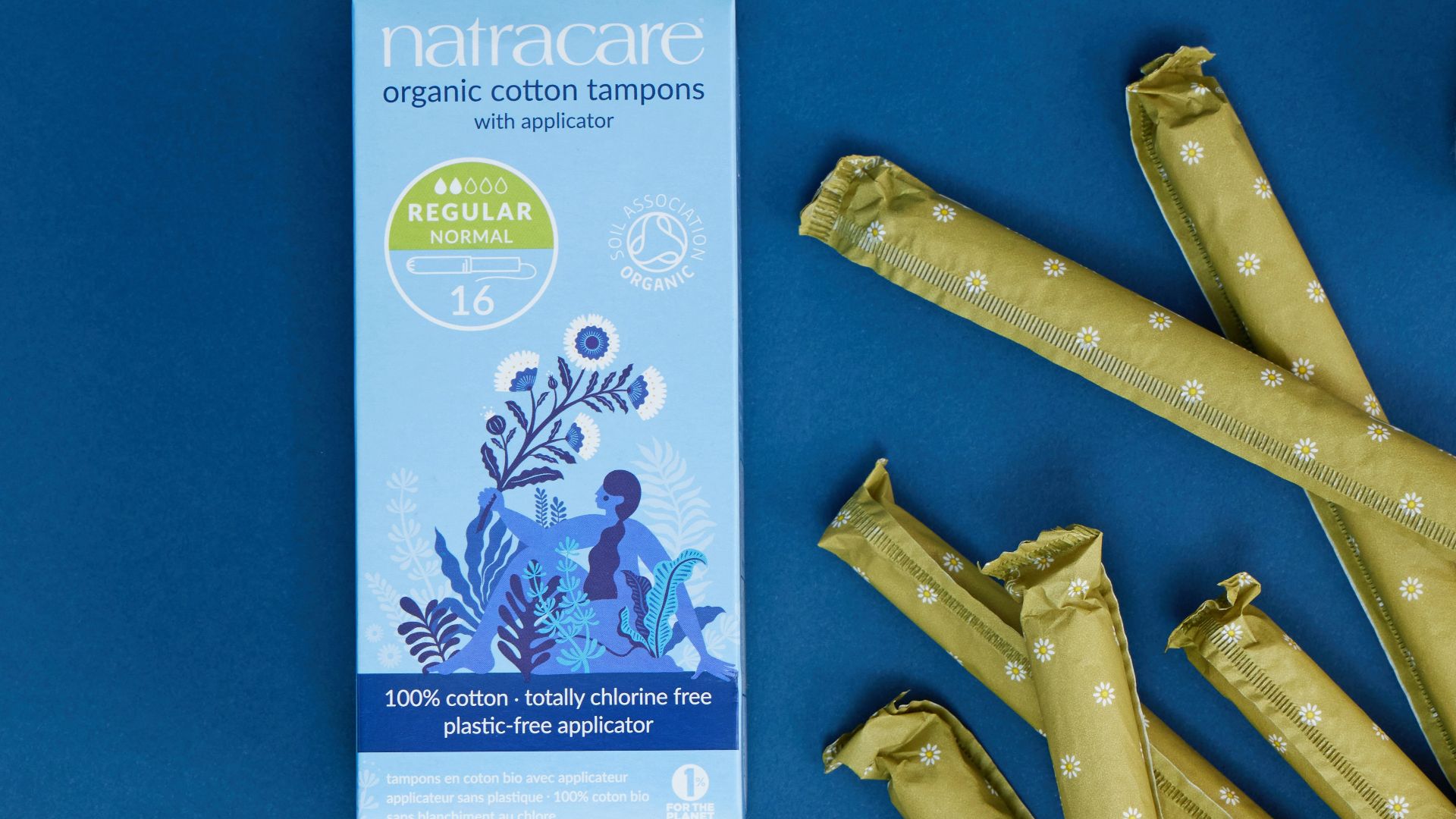 A blue table with a bunch of items on it