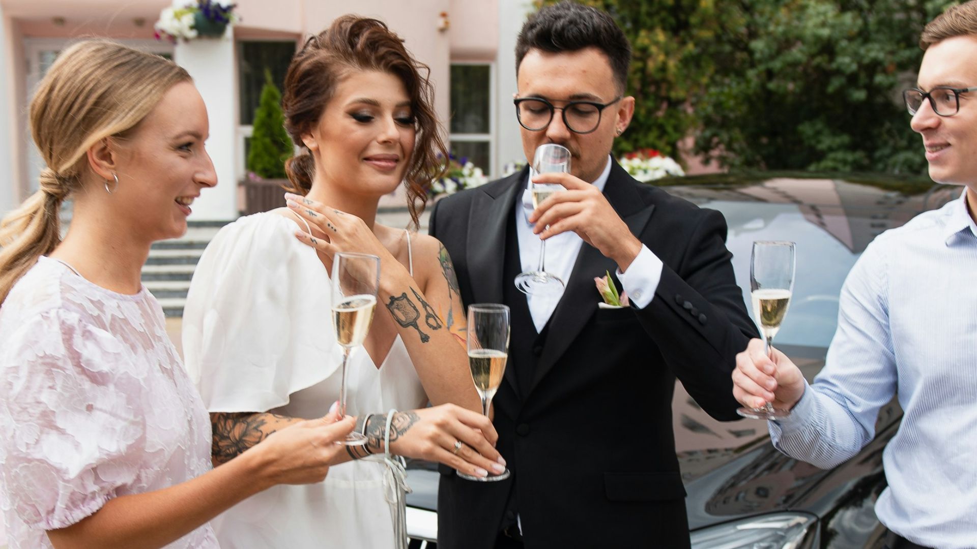 a group of people standing next to each other