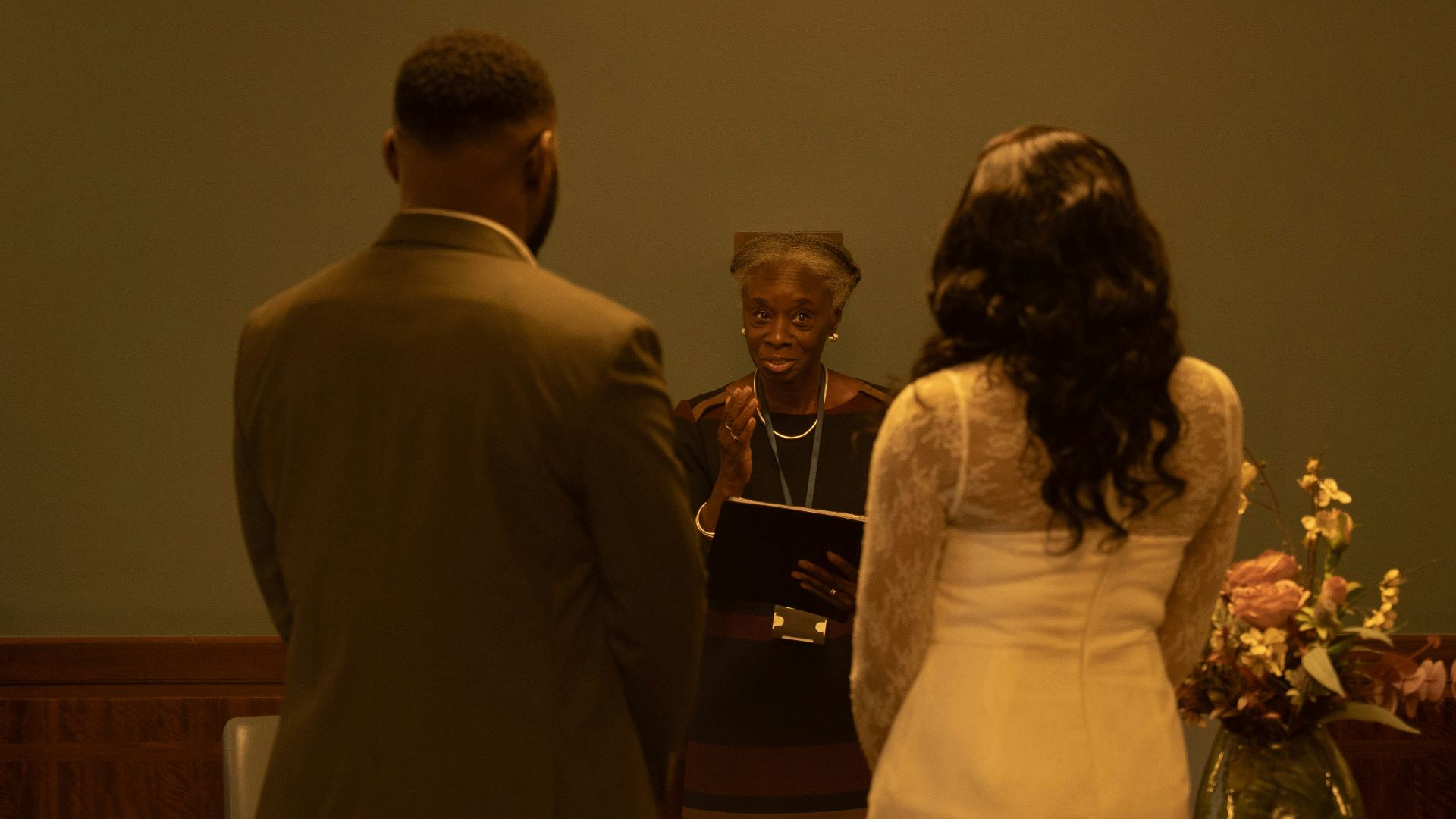 A couple gets married.