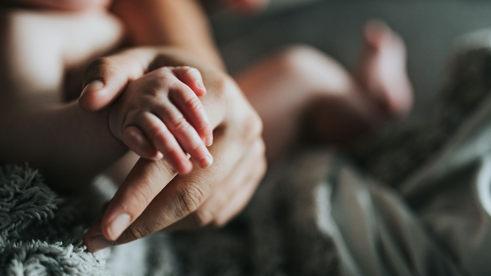 person holding babys feet