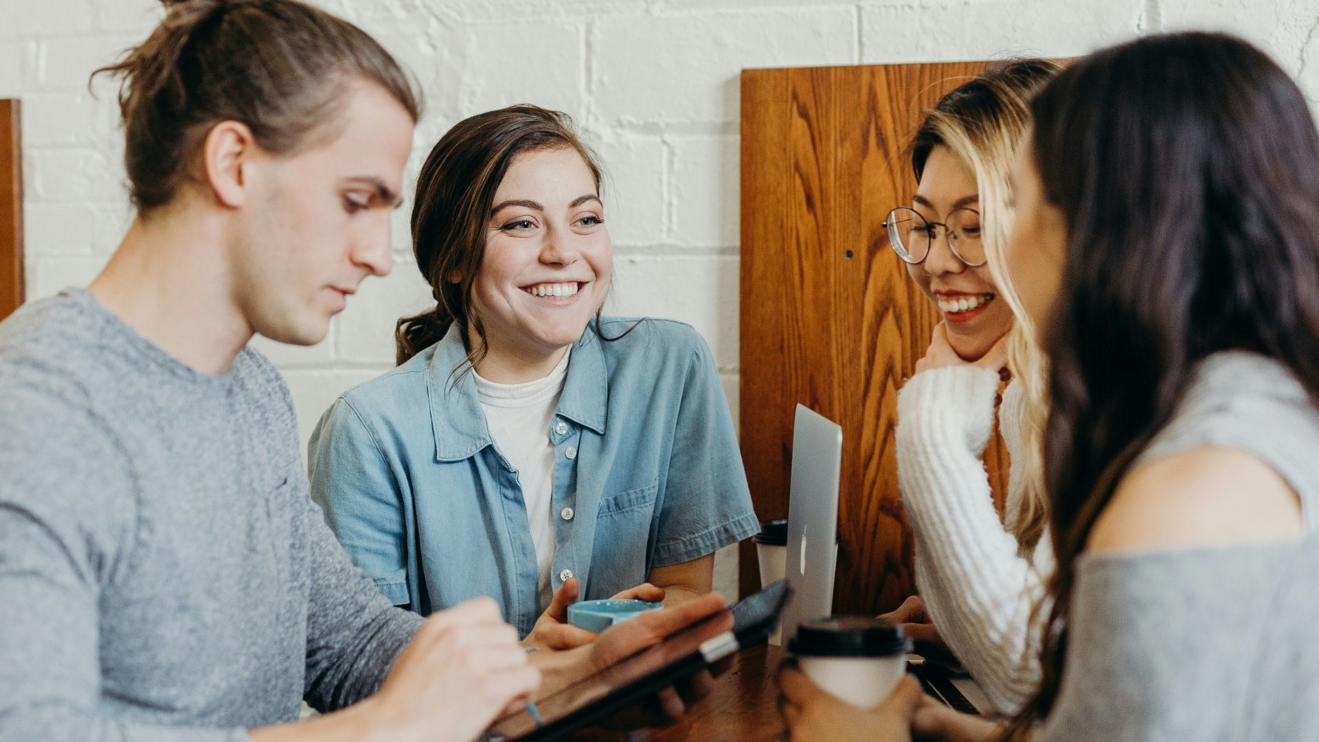 A group of friends at a coffee shop