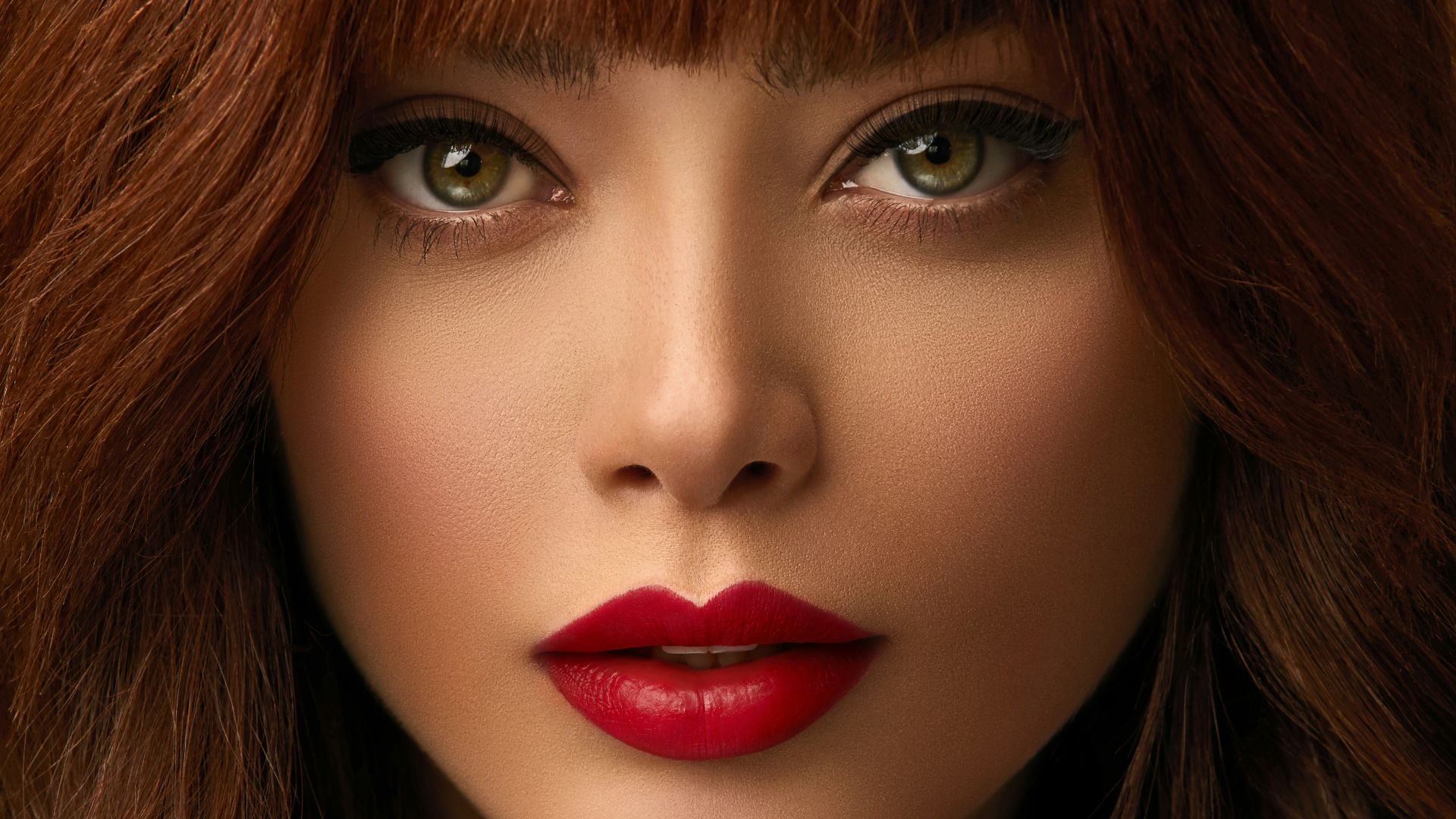 woman with red hair and black lipstick