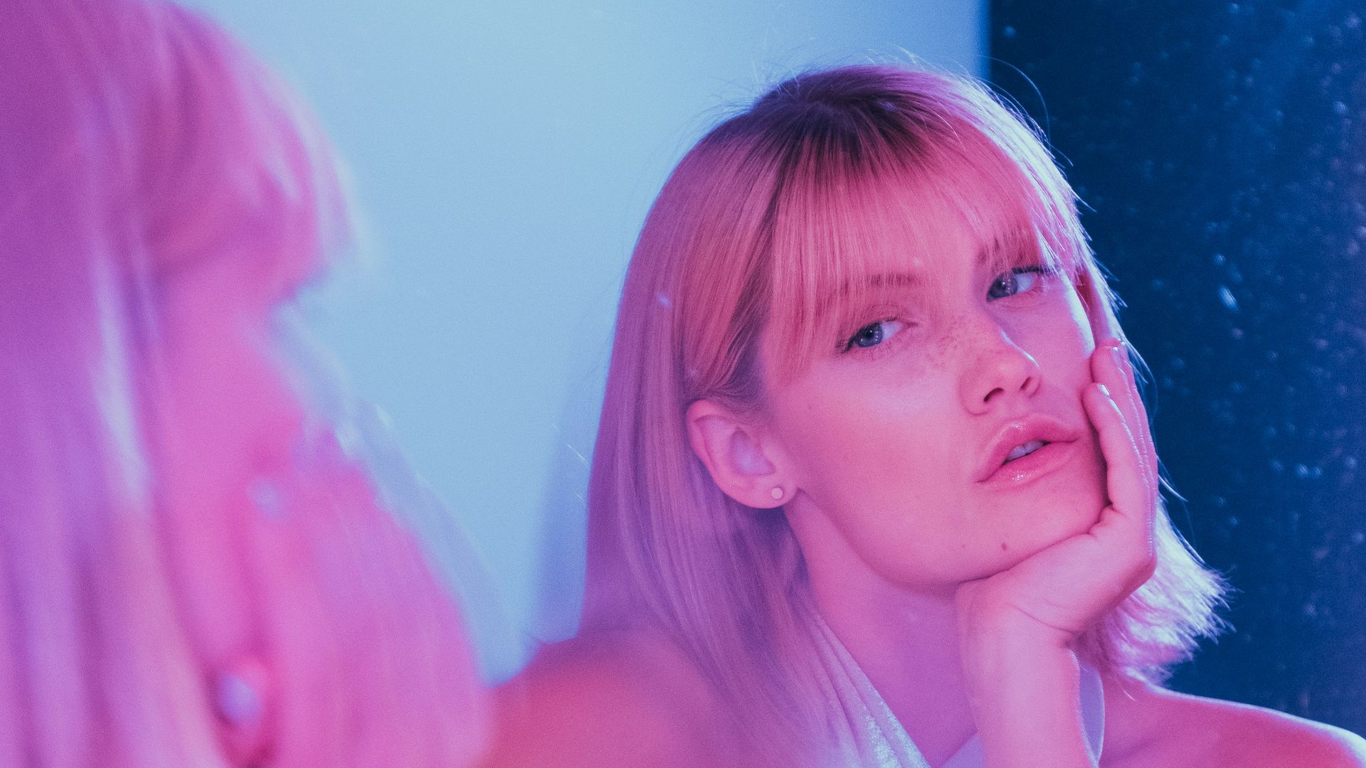 woman in white tank top