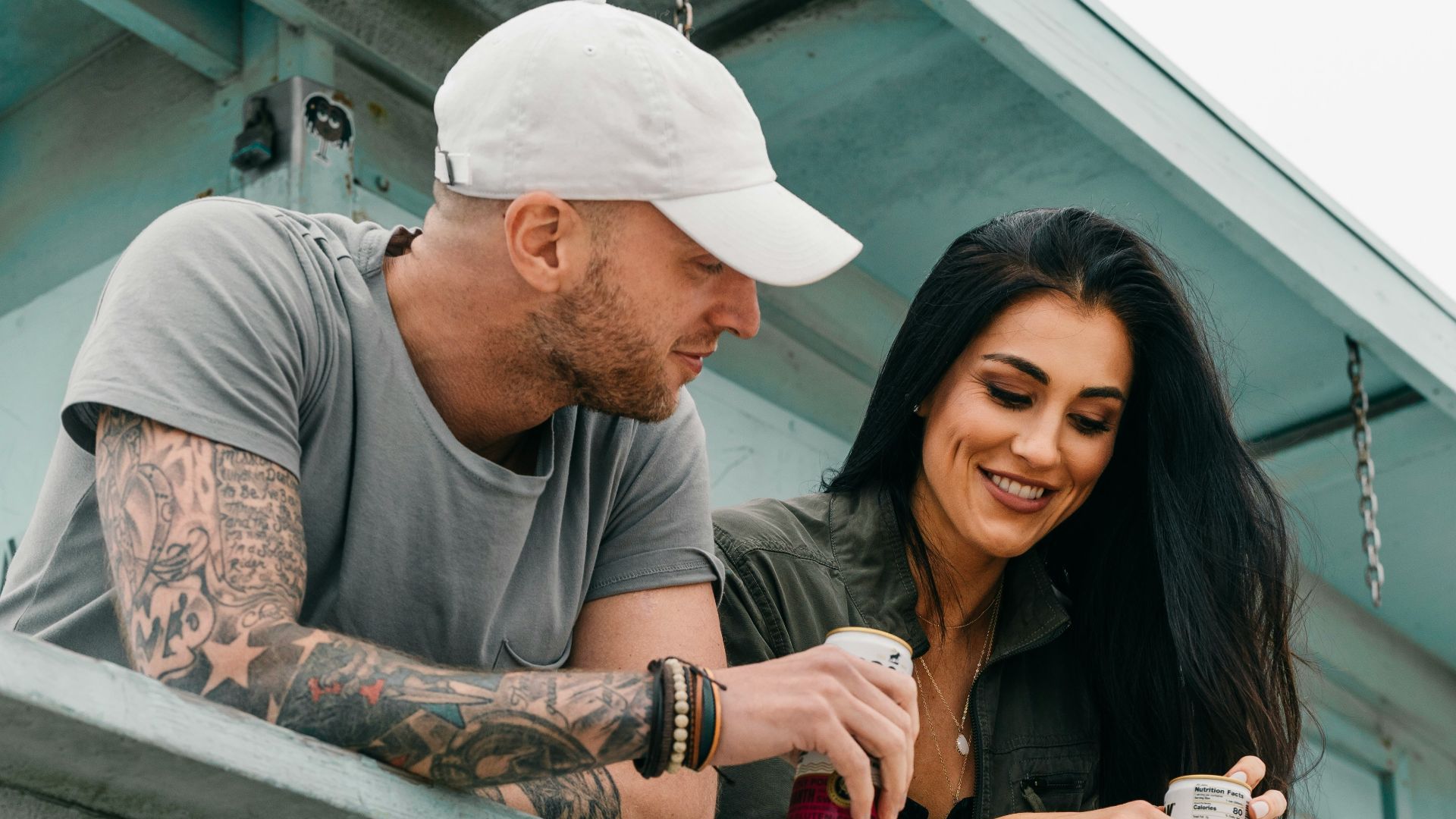 smiling woman and man