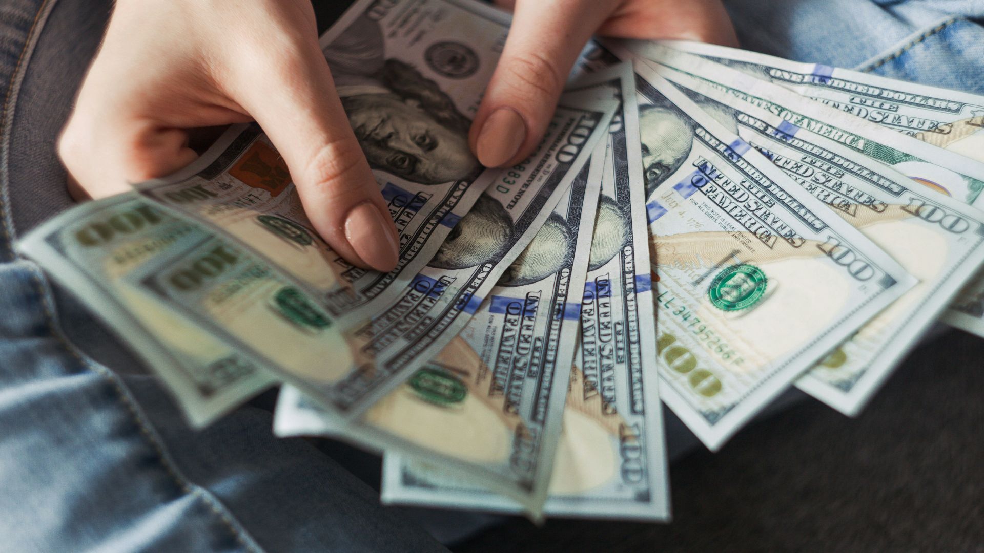 fan of 100 U.S. dollar banknotes