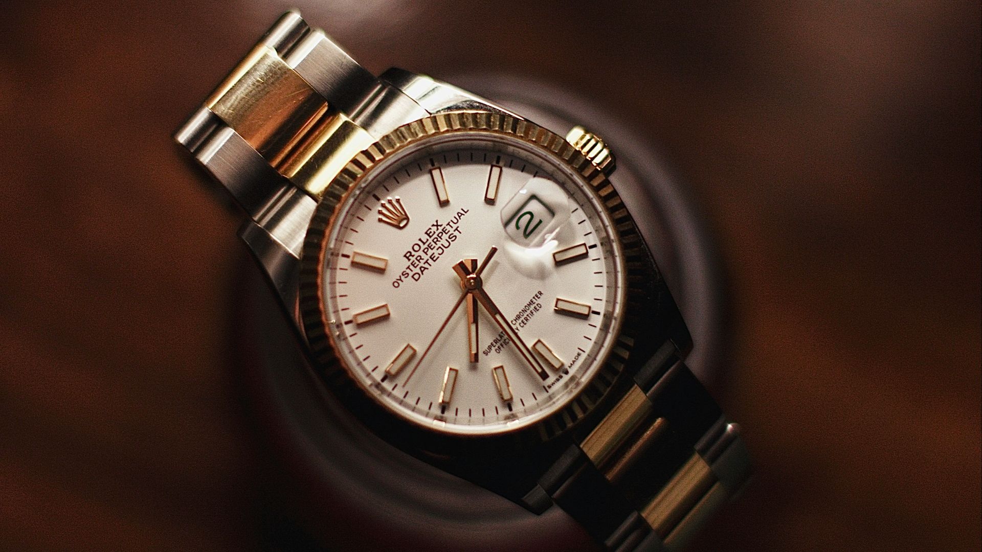 silver and white round analog watch