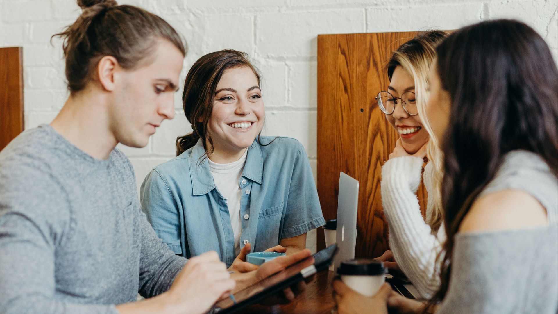 A group of friends at a coffee shop