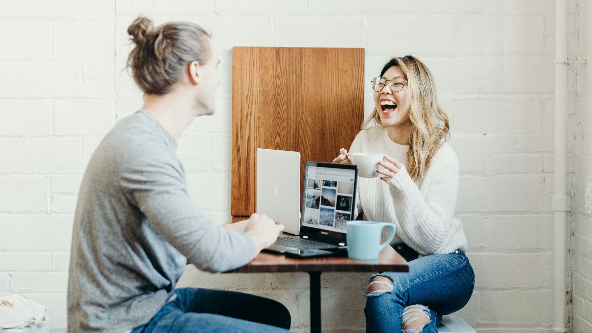 couple sitting on the dining table