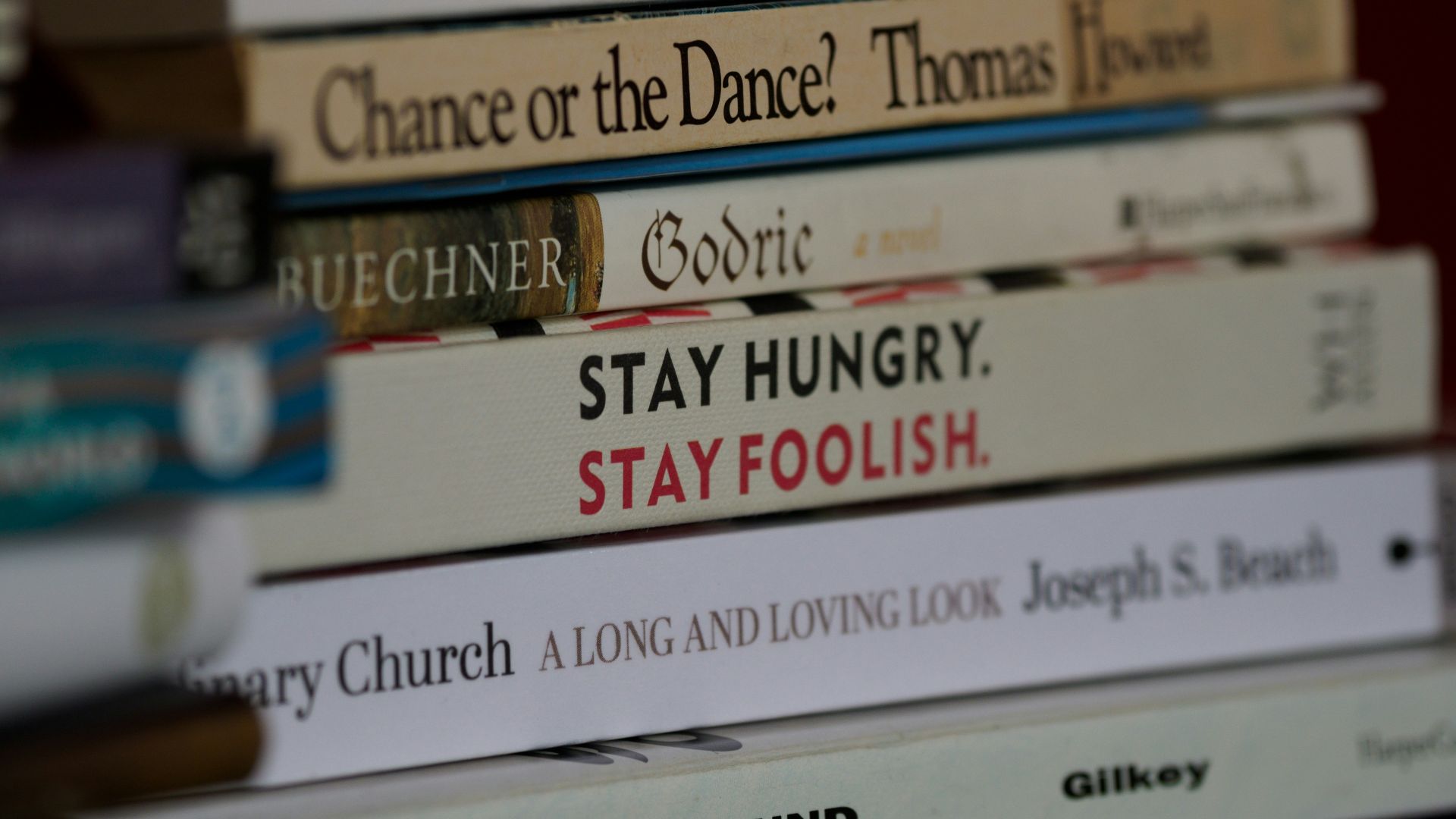 white and blue labeled books