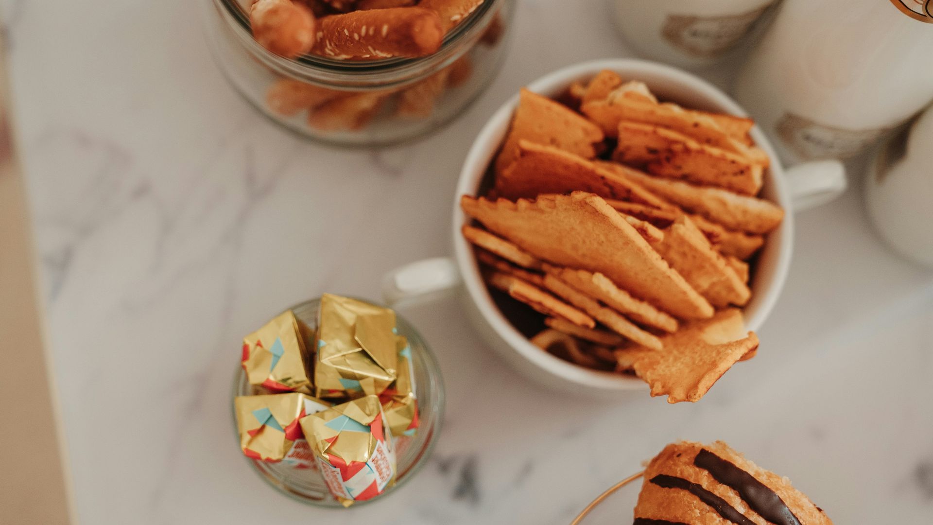a table with plates of food