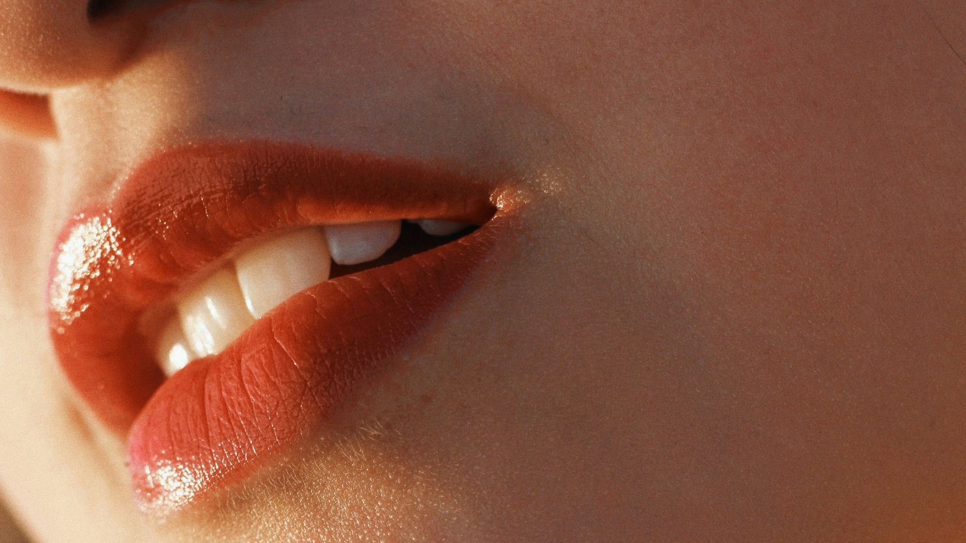 woman wearing red lipstick