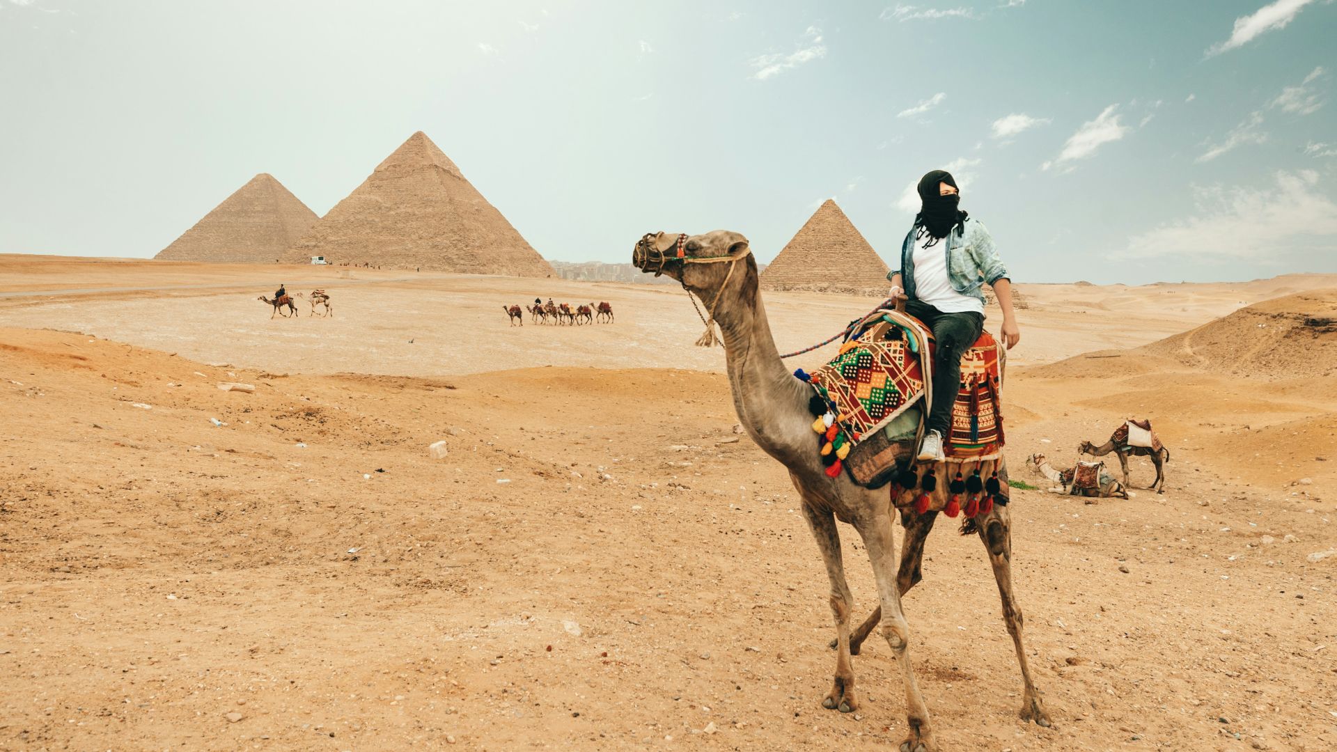 man riding camel