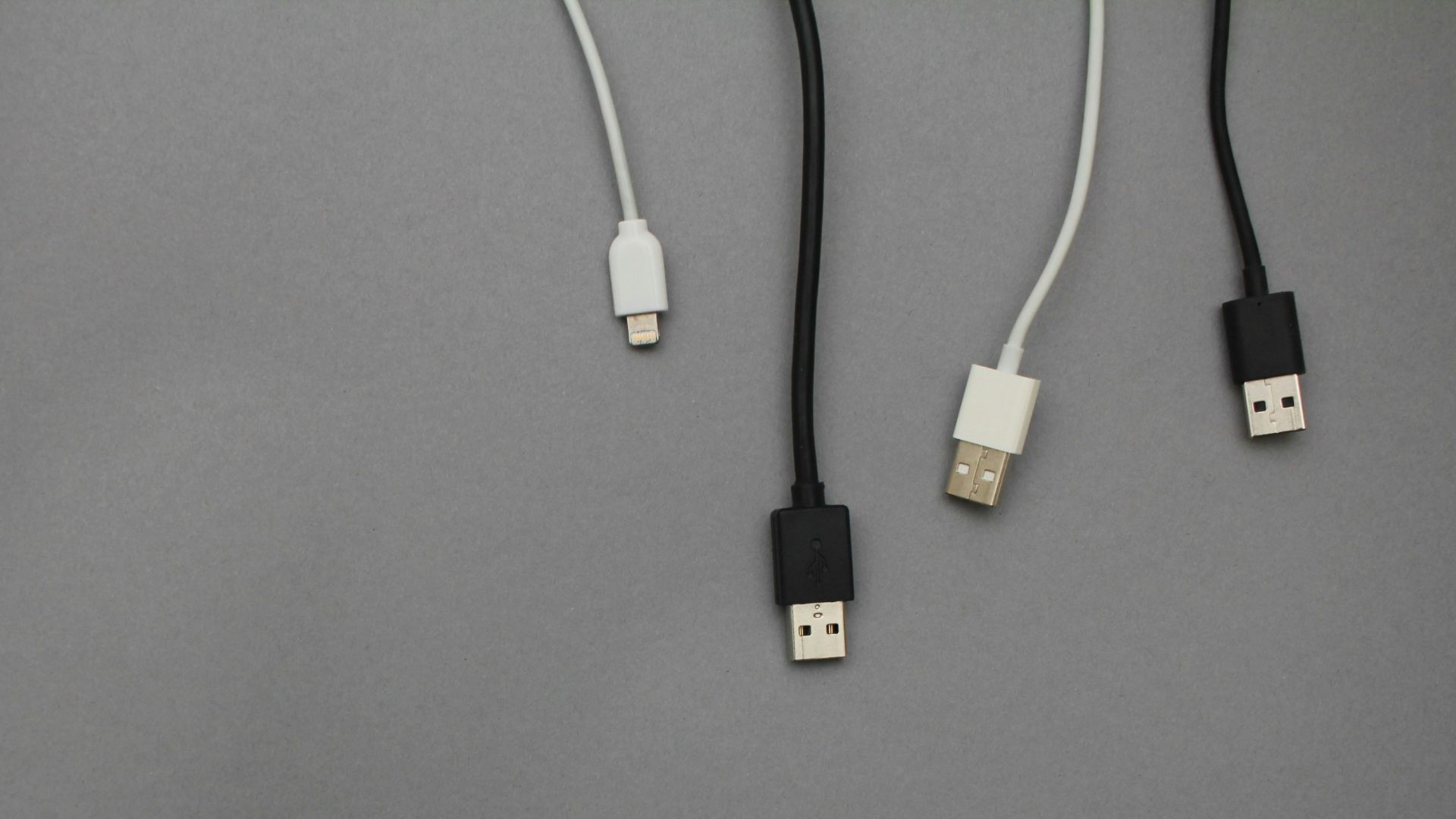 black and white USB data cables