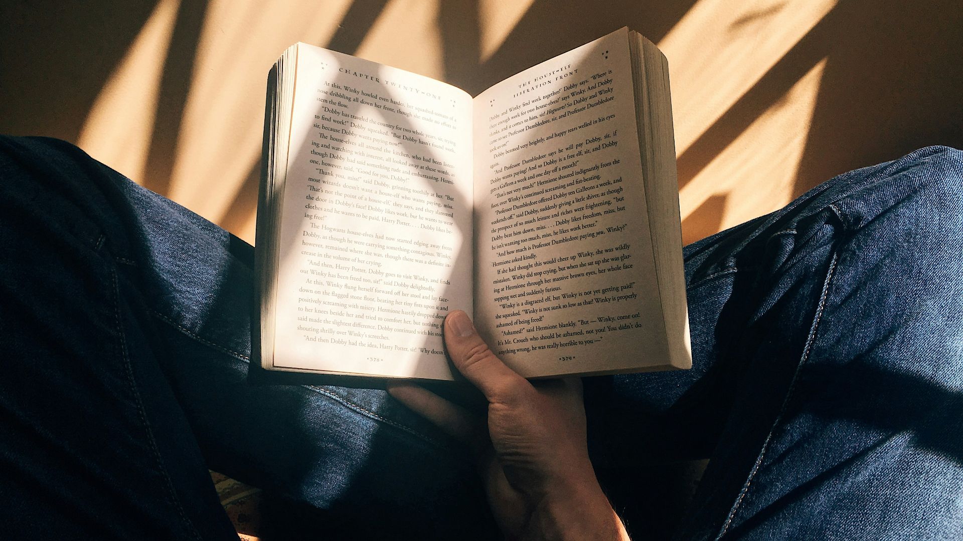 person holding book sitting on brown surface