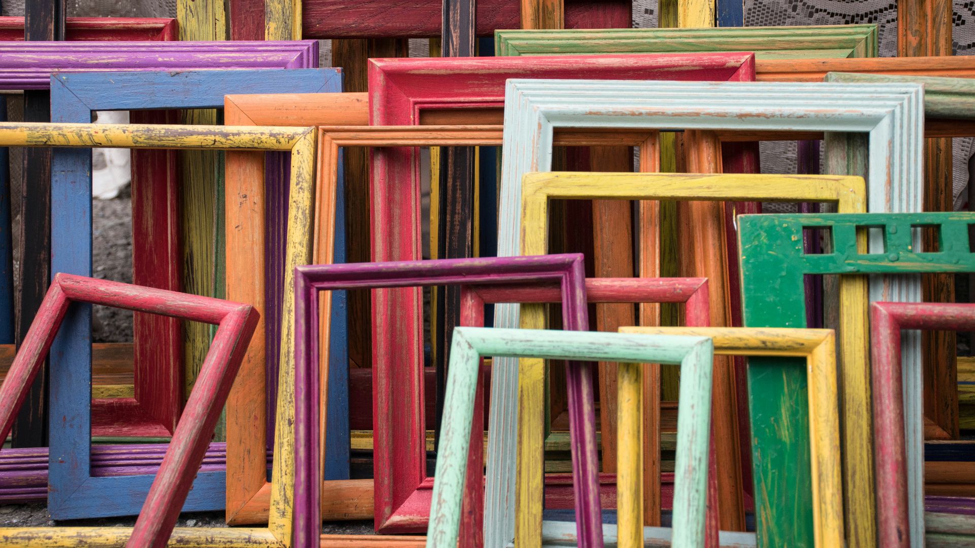 assorted-color wooden frames