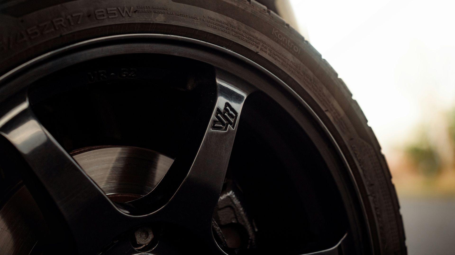 a close up of a tire on a car