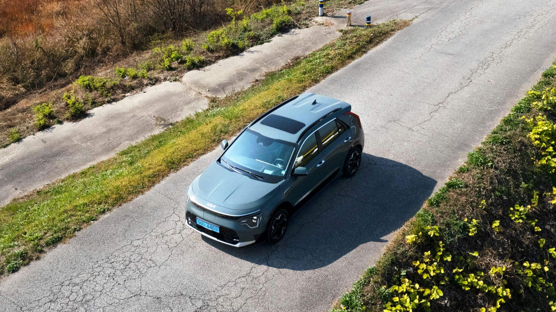 a car driving on a road