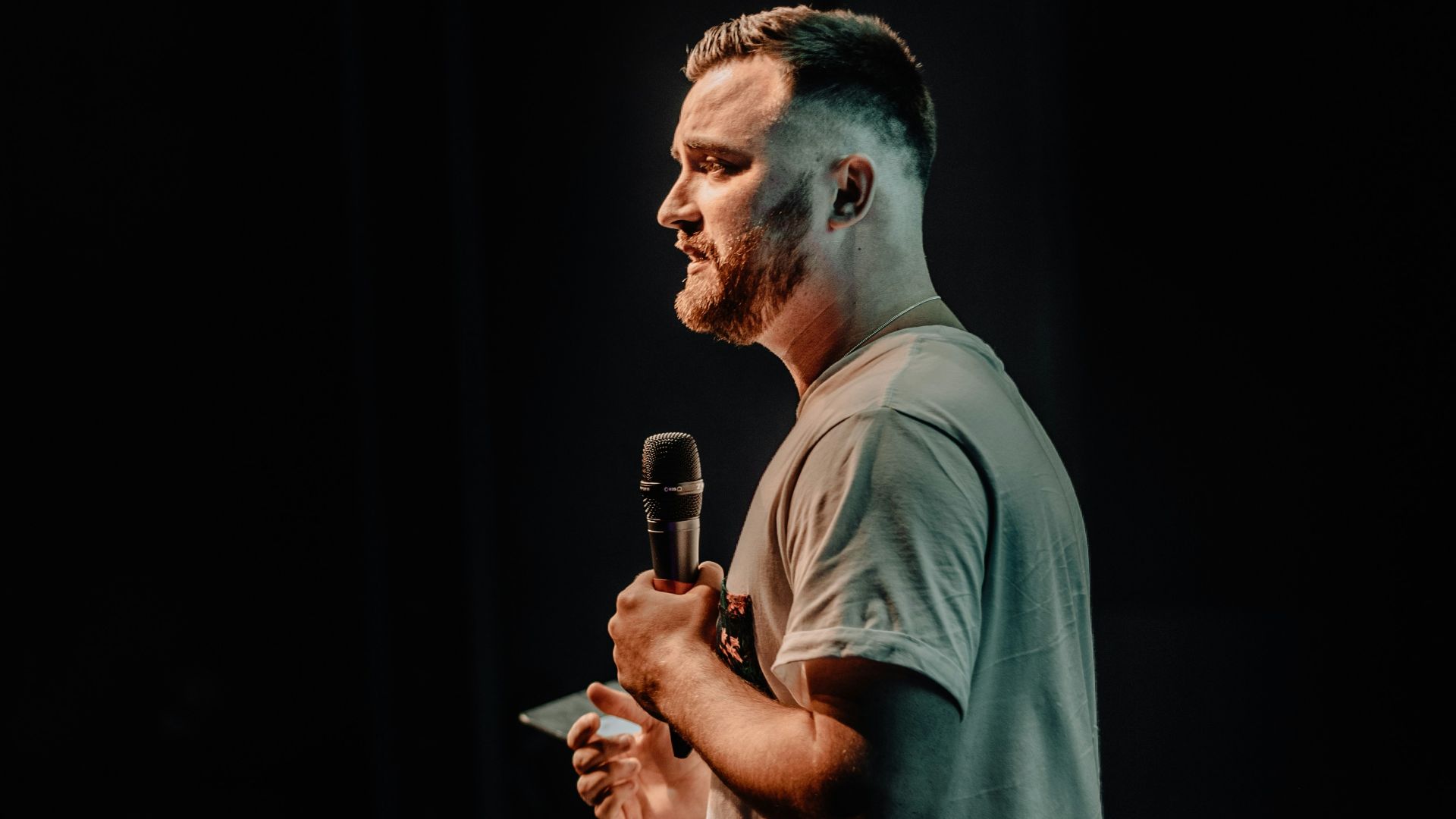 man holding microphone