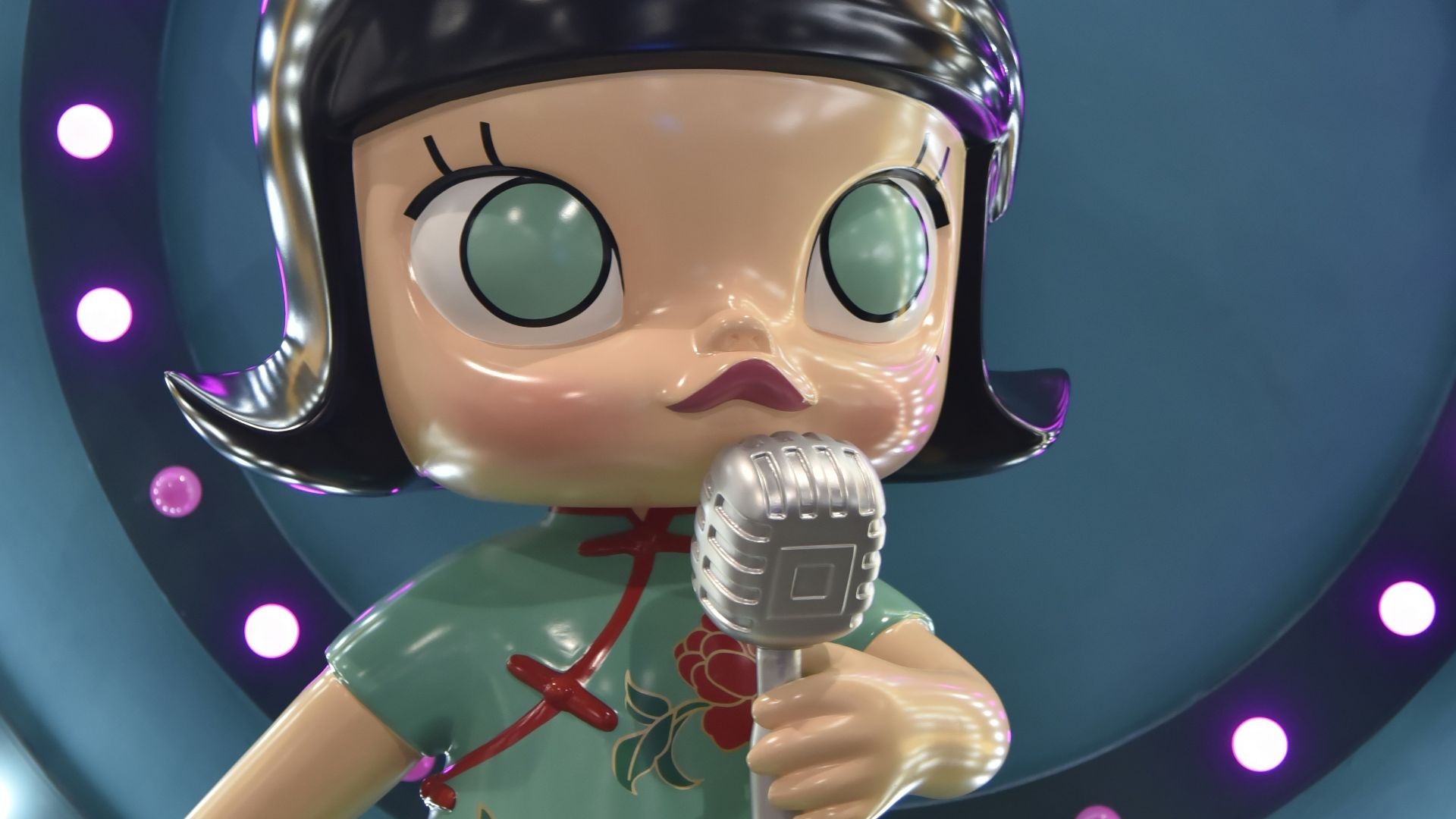 girl in white and red floral dress holding ice cream cone