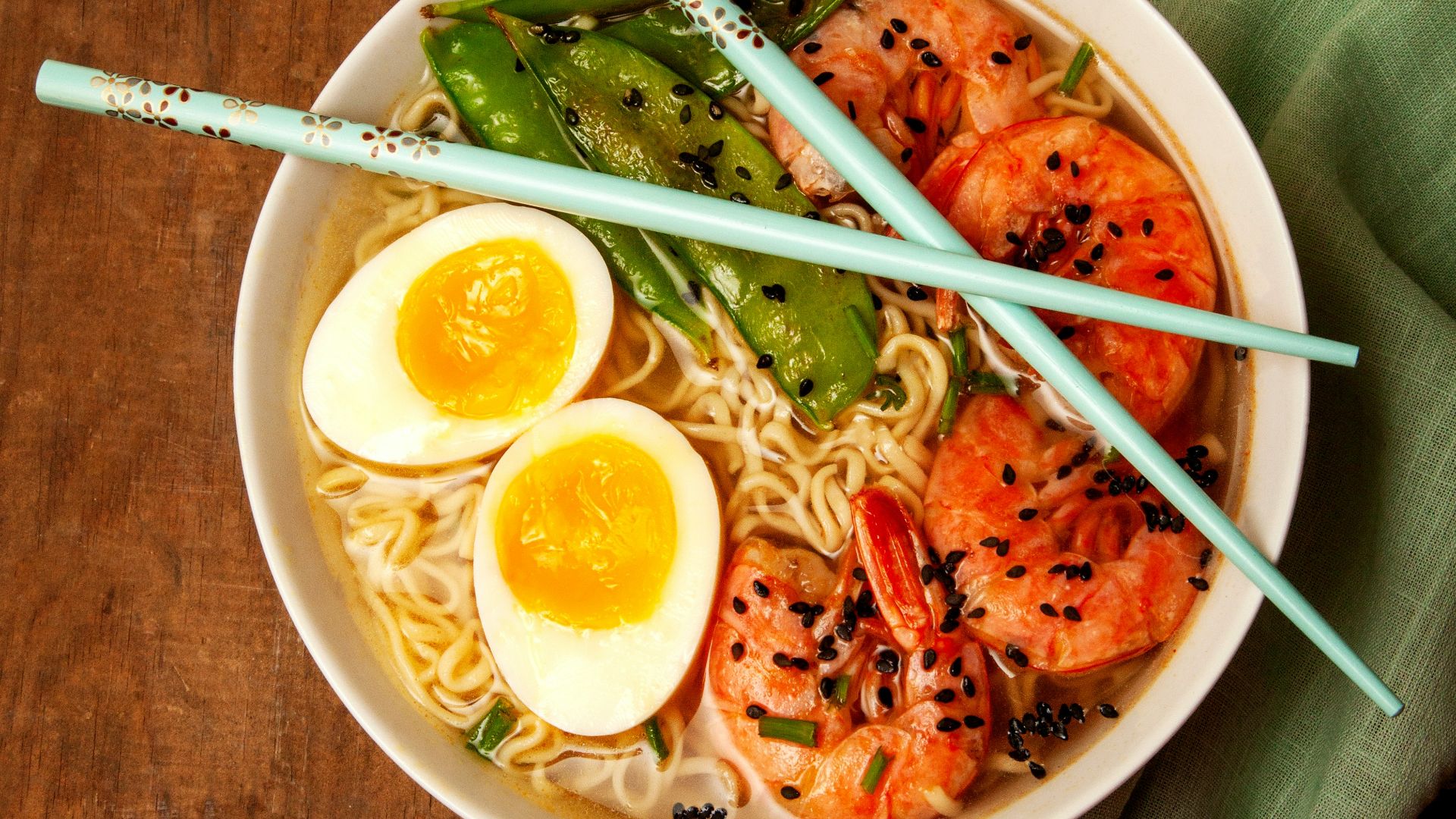 round white bowl with ramen and egg