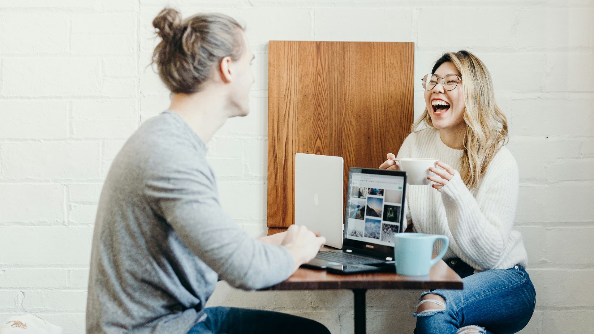 couple sitting on the dining table