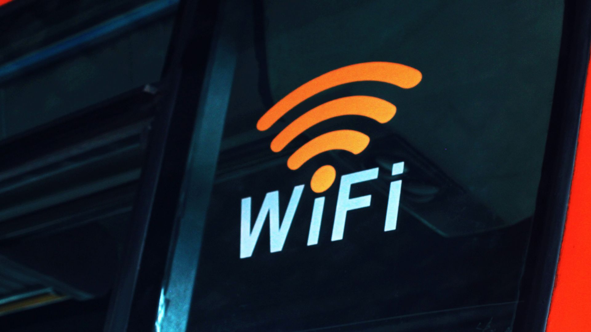 a close up of the wifi logo on the side of a bus