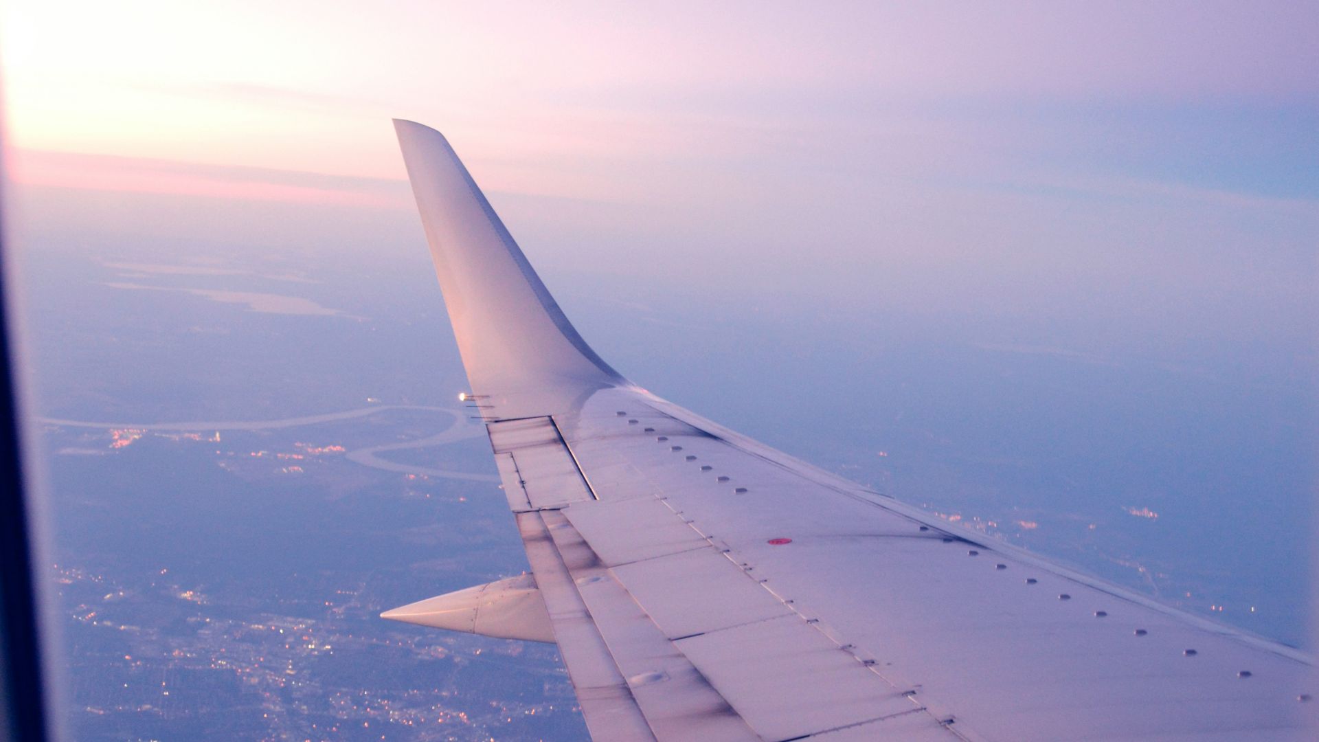 the wing of an airplane as seen from the window