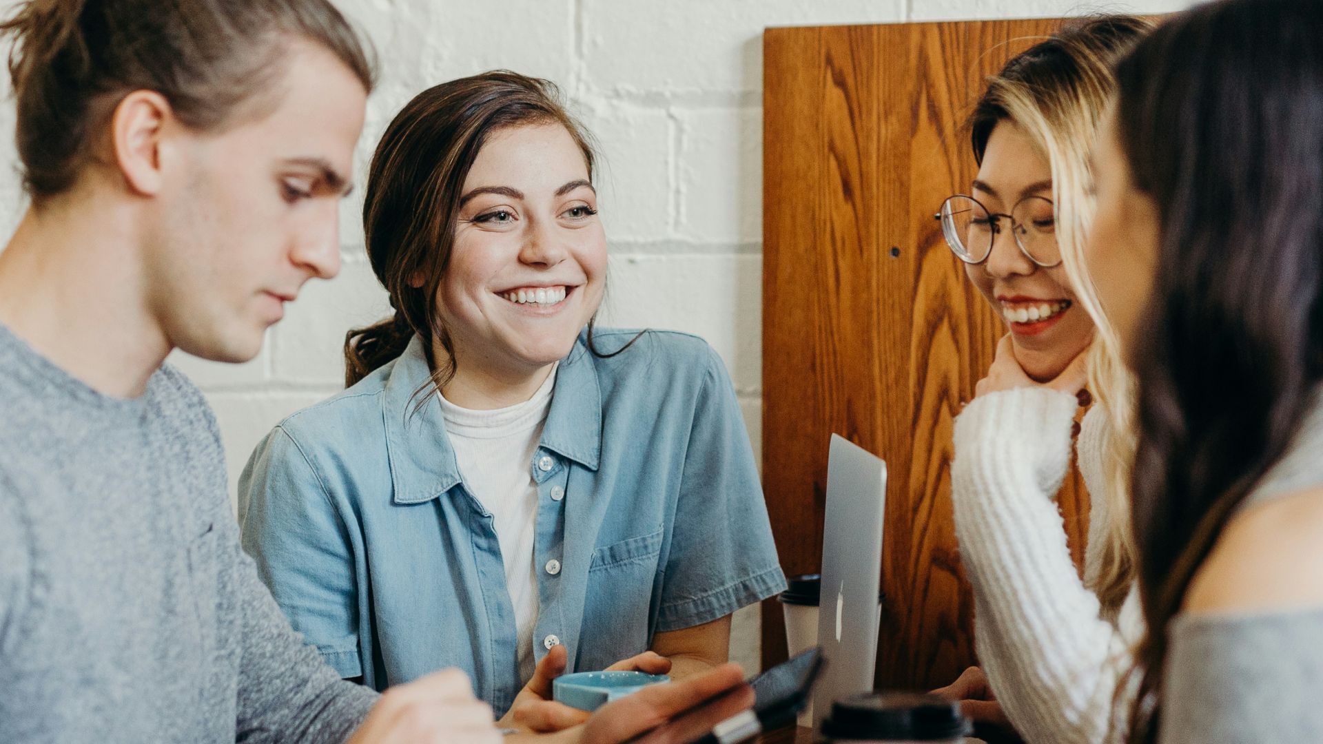 A group of friends at a coffee shop