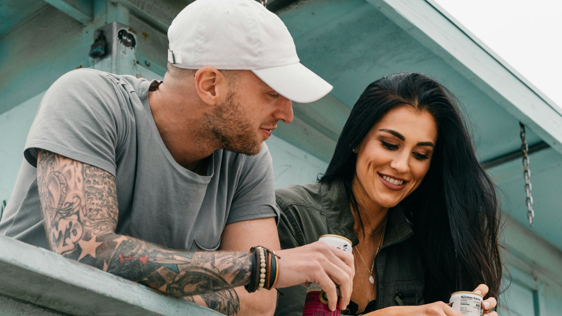 smiling woman and man