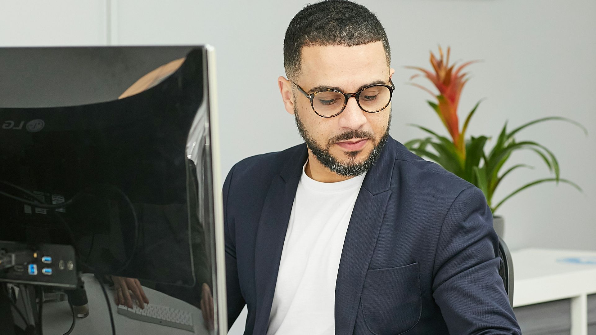 a man sitting at a desk