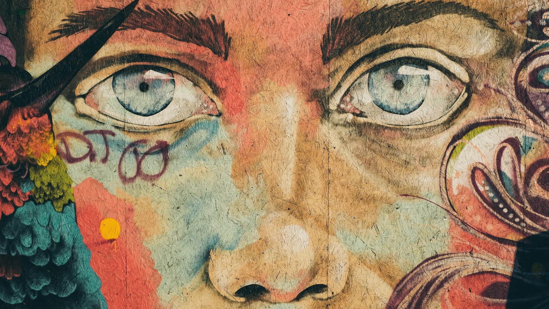 floral person's portrait graffiti