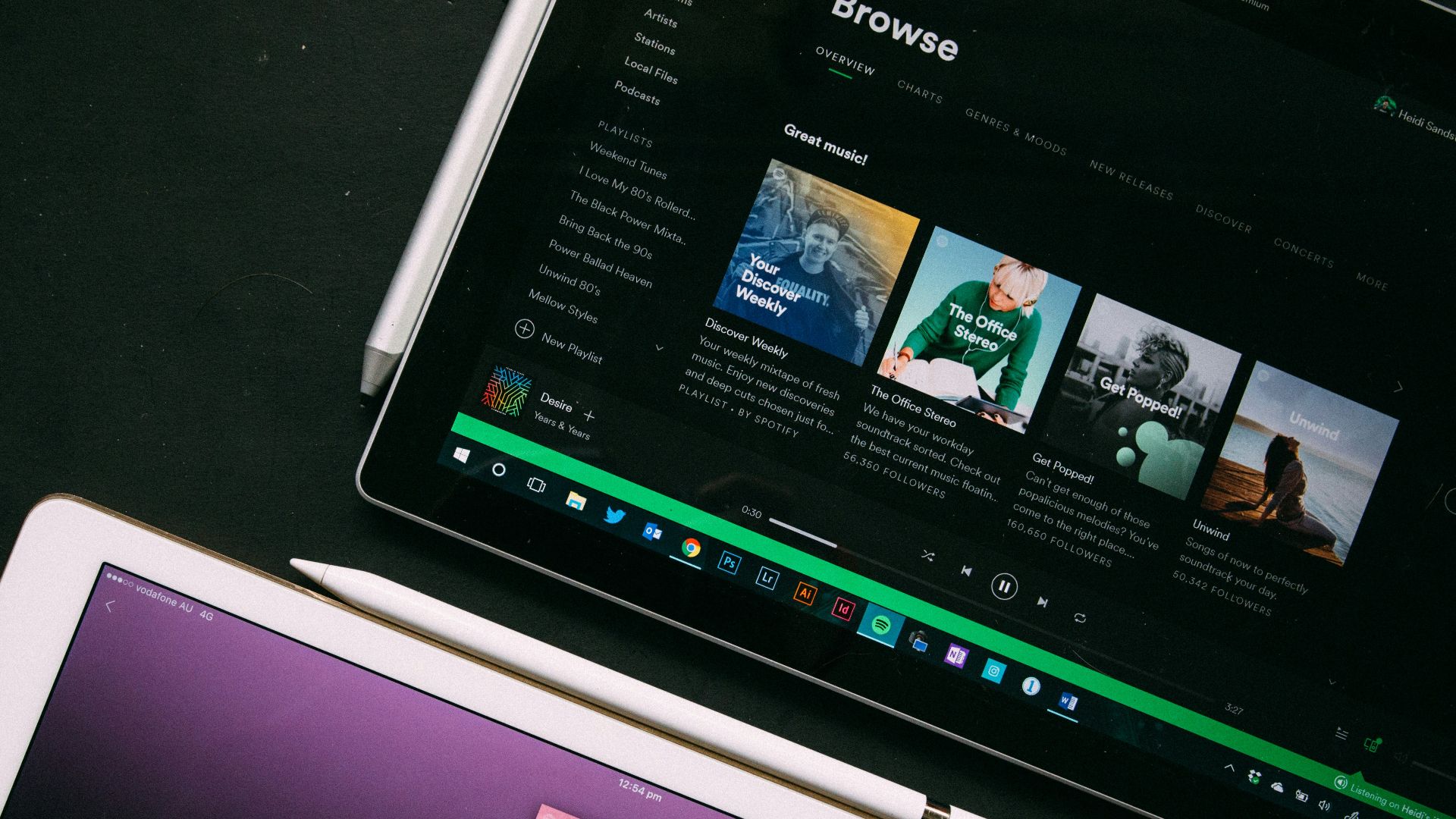 white and black iPad