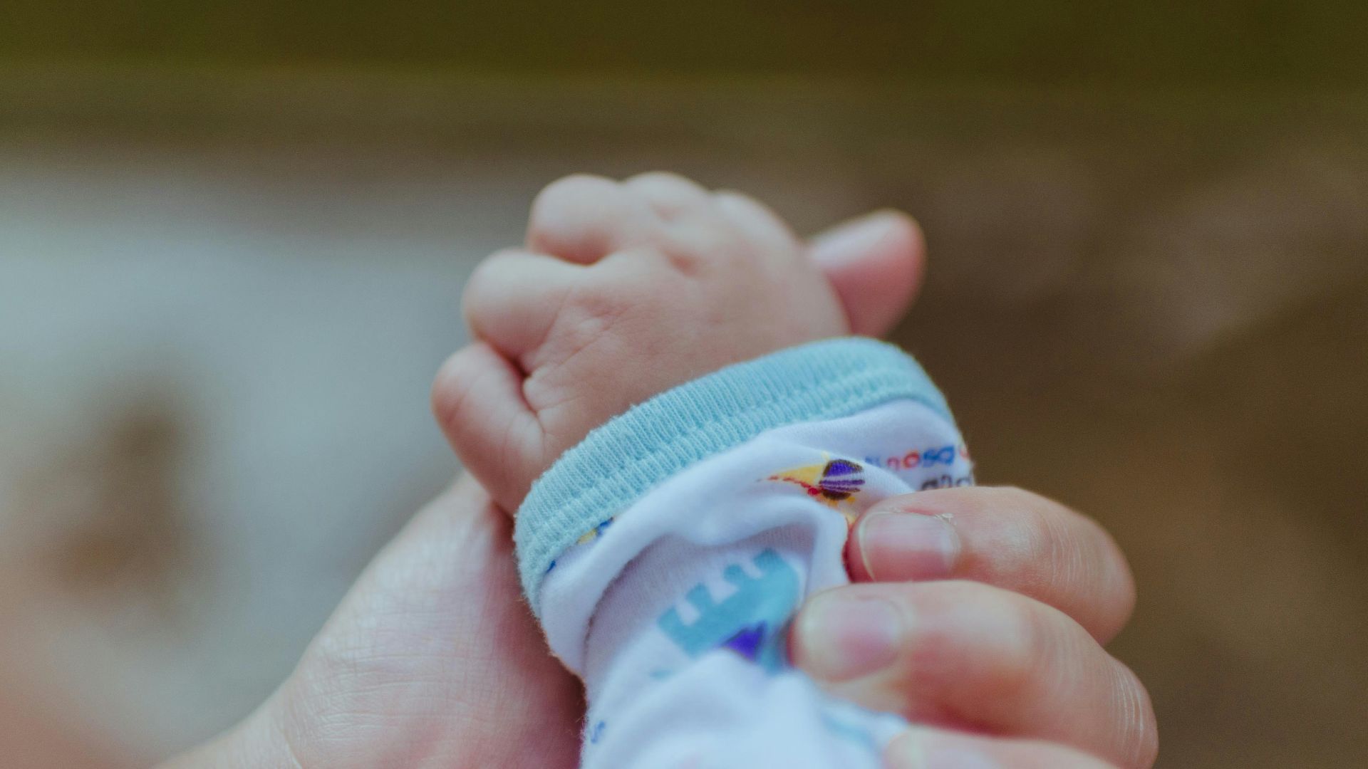 person holding baby's hand