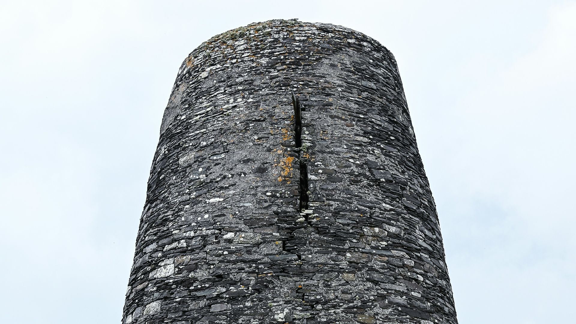 A stone structure in the middle of a field of flowers