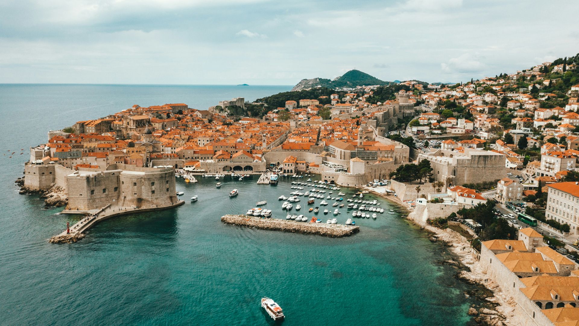 aerial view of buildings near ocean