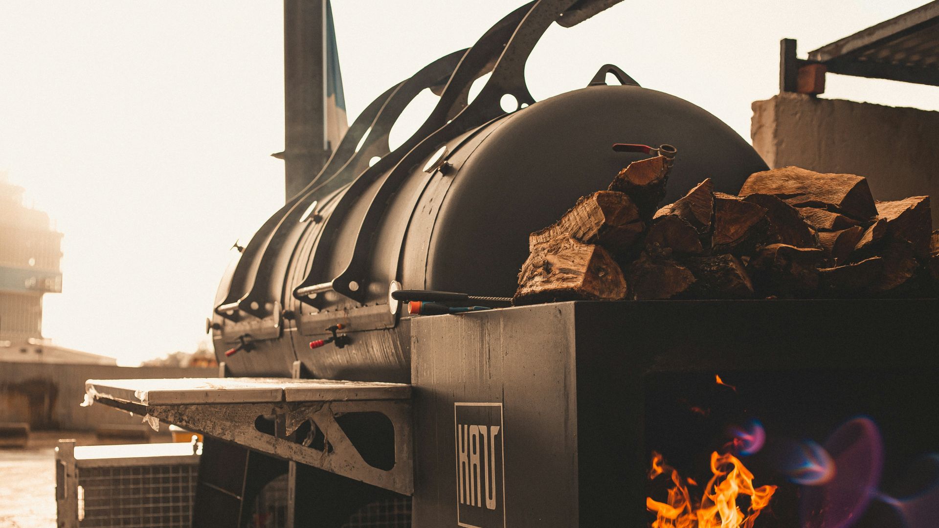 a fire is burning inside of a large oven