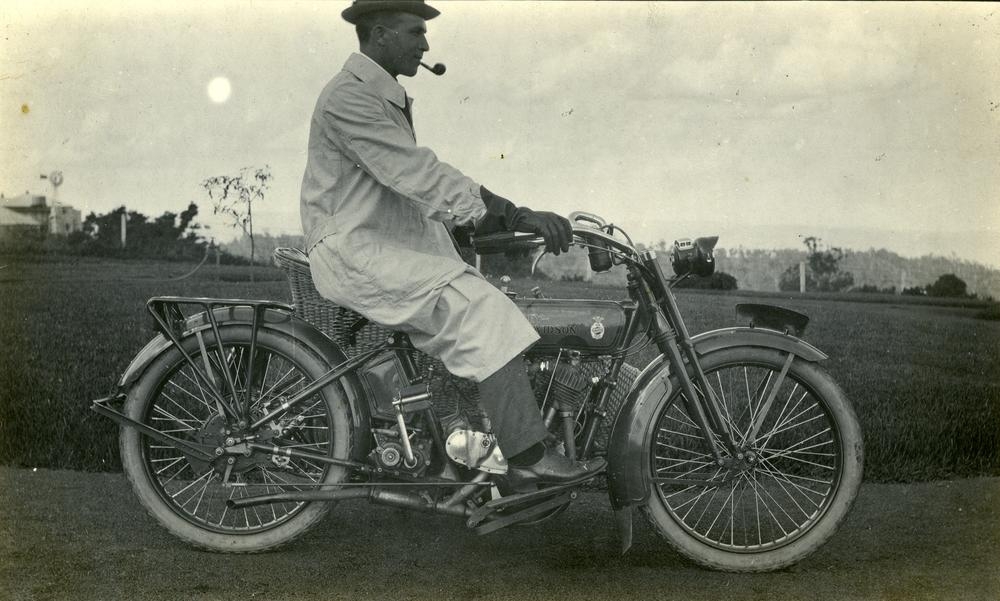 Edwin Bernays On A Harley Davidson Motorbike, Ca. 1917 (8218851189)