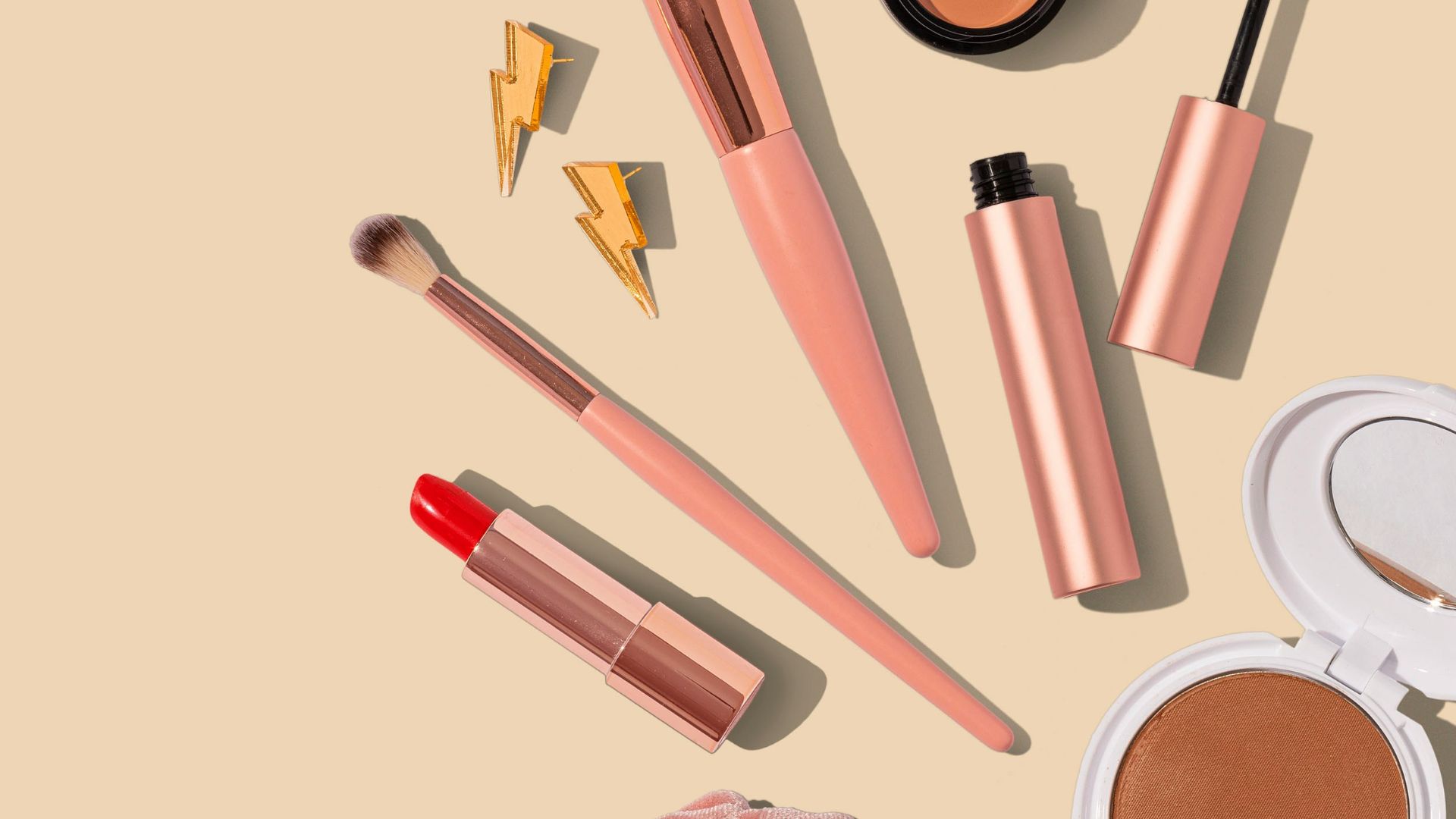 pink and brown makeup brush set