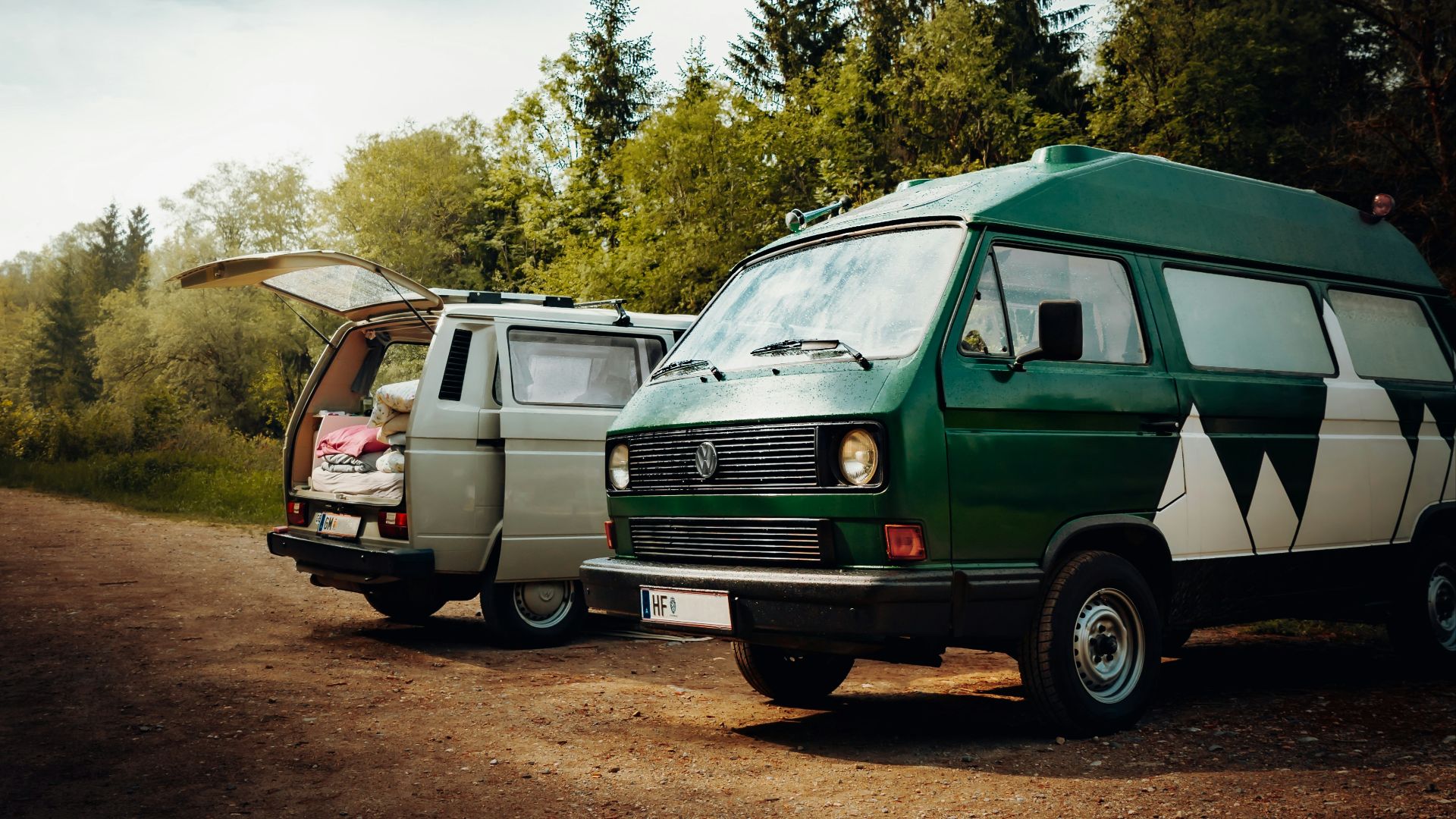 green and white van on road during daytime