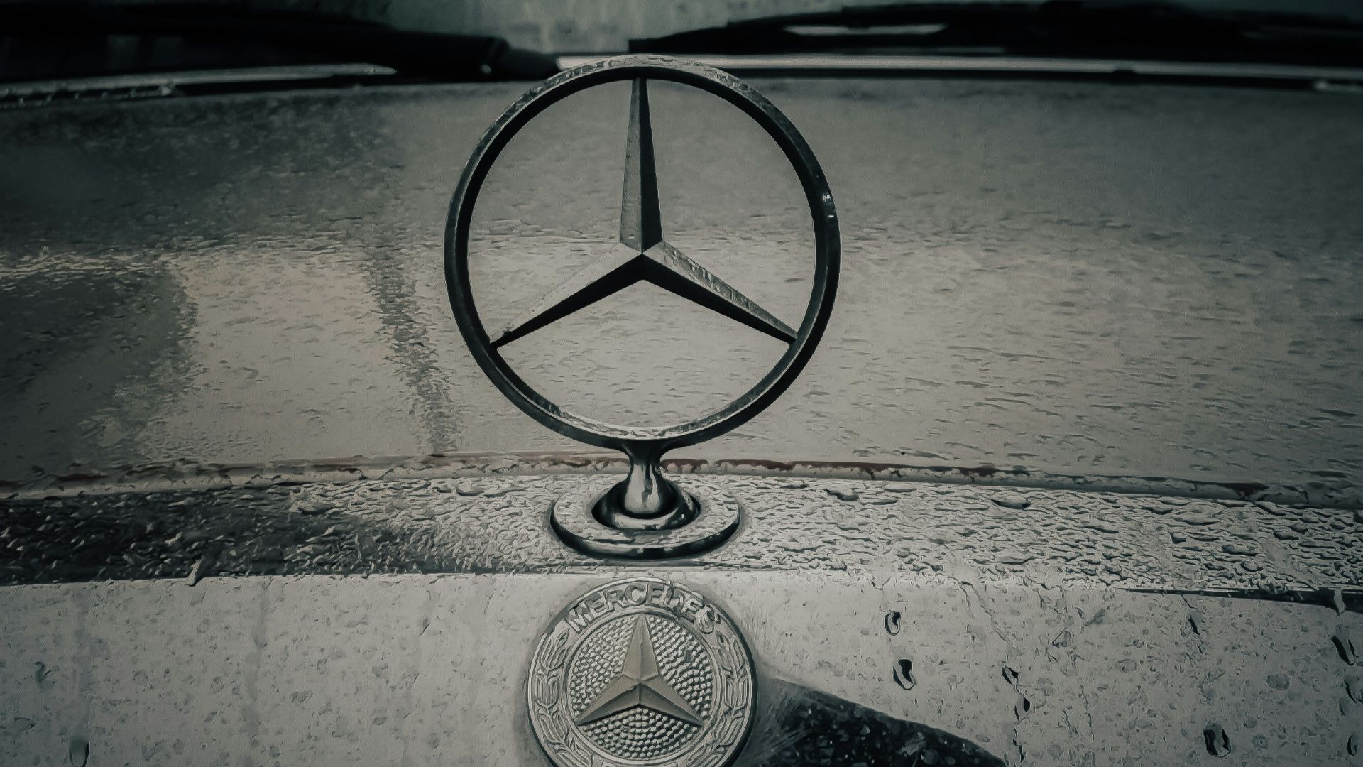 a mercedes emblem on the front of a car